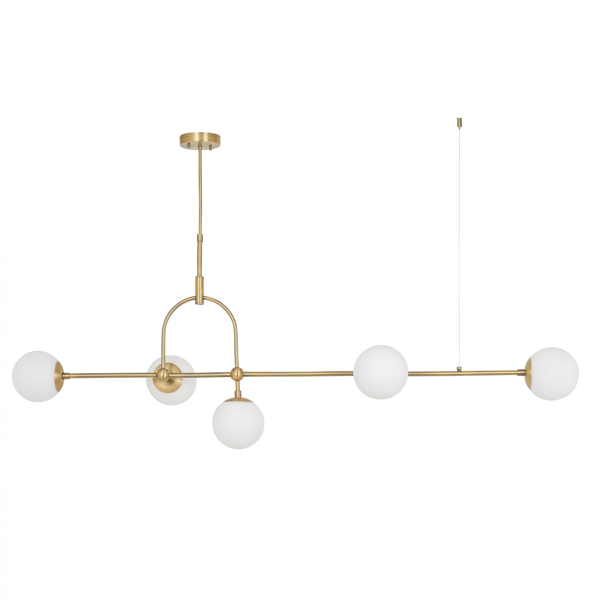 Utopia Sphere 5 Light Linear Pendant - Antique Brass - Length 162cm