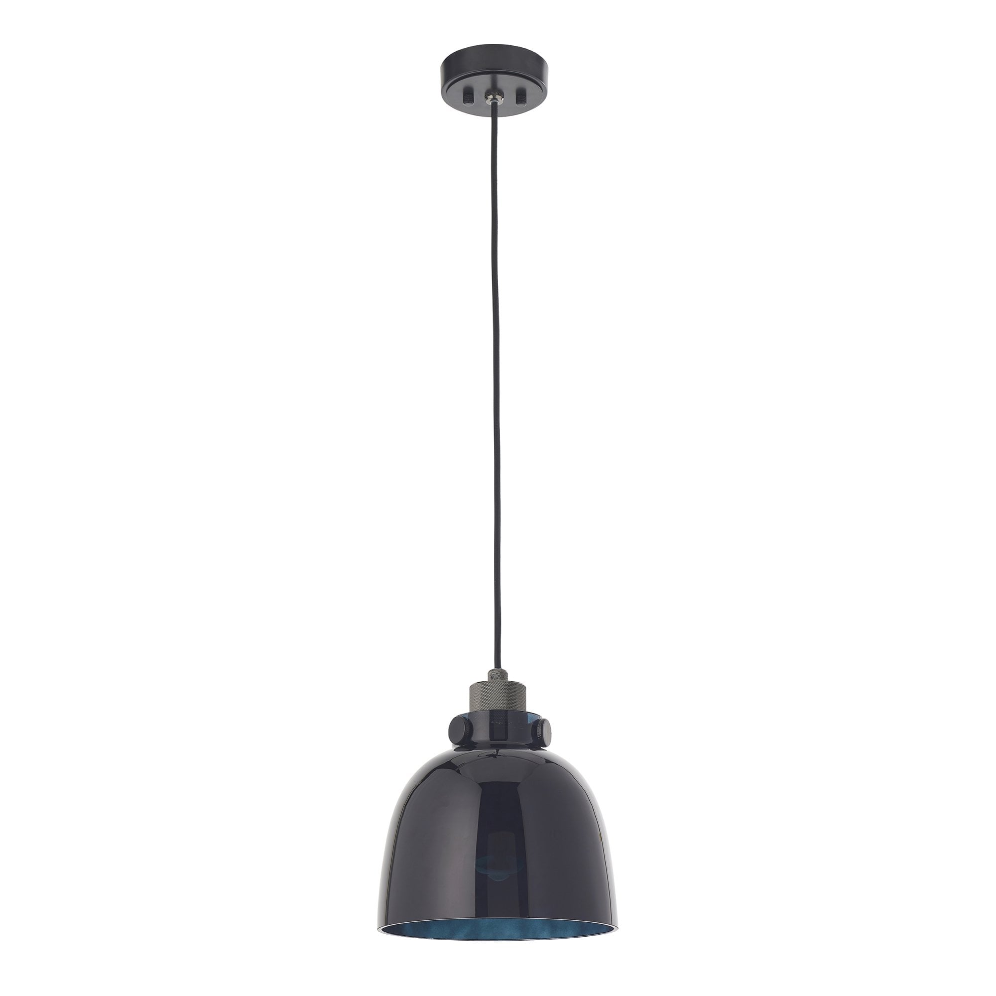 Endon Metallic Single Pendant - Black Chrome With Black Tinted Glass