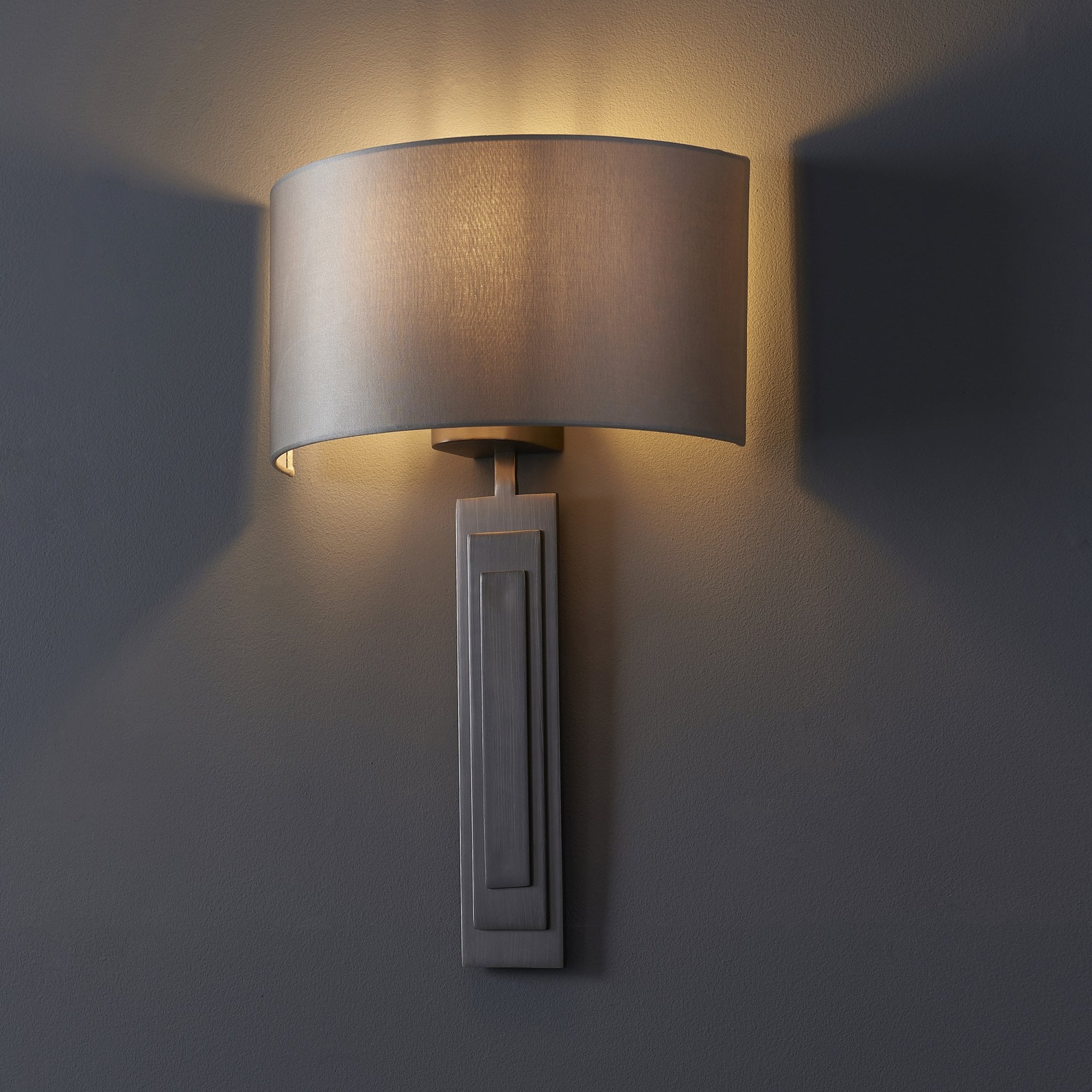 Utopia Art Deco Wall Light - Brushed Bronze And Mink Shade