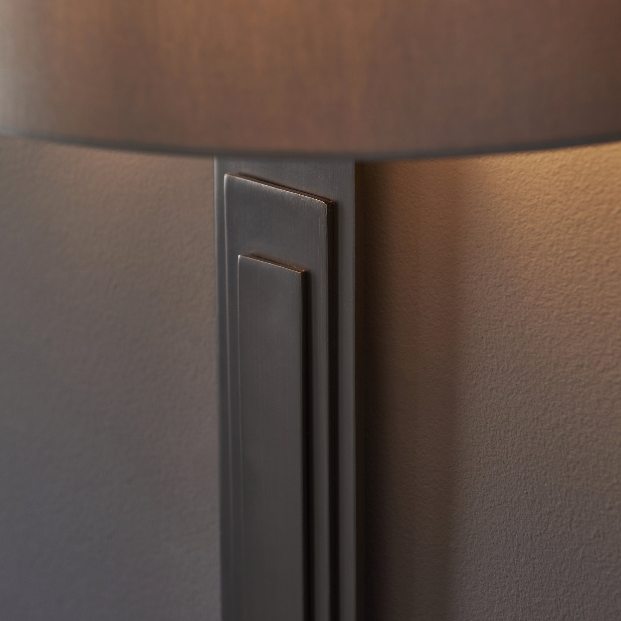 Utopia Art Deco Wall Light - Brushed Bronze And Mink Shade