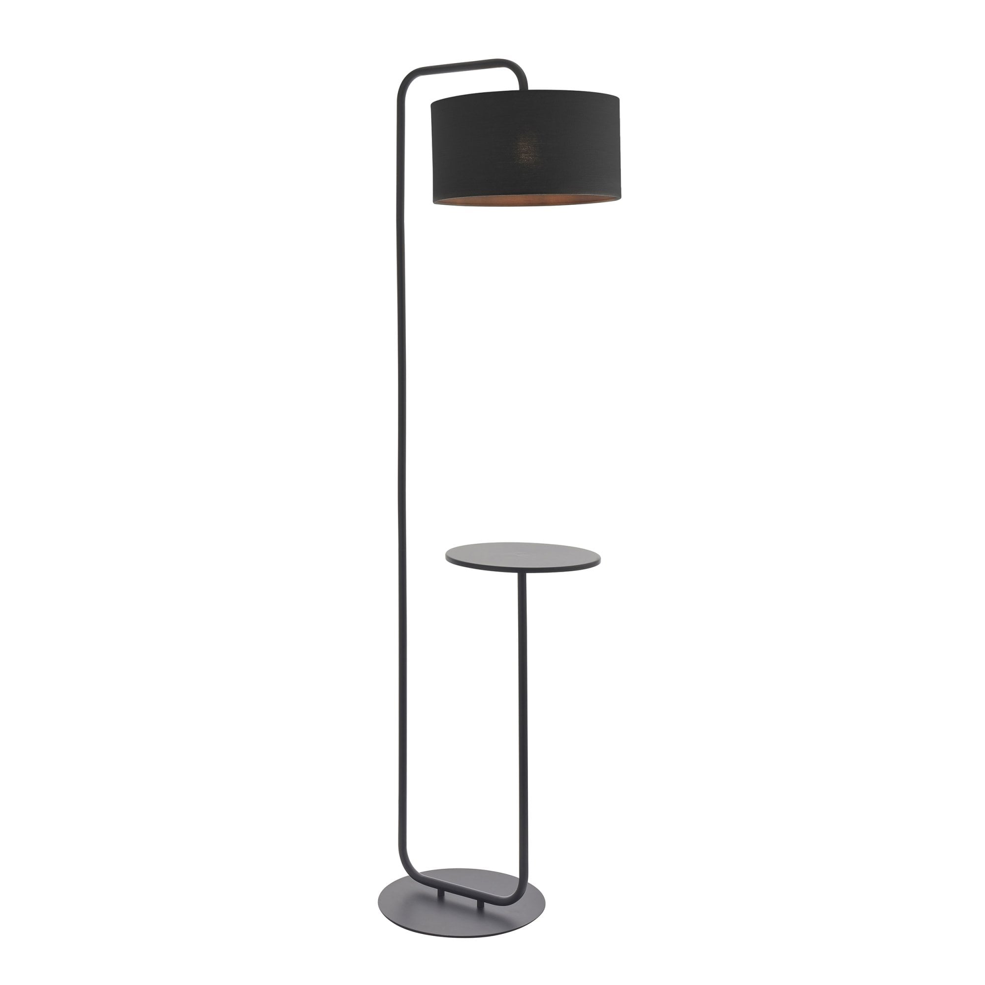 Endon The Modern Floor Lamp With Table - Satin Black With Black Shade