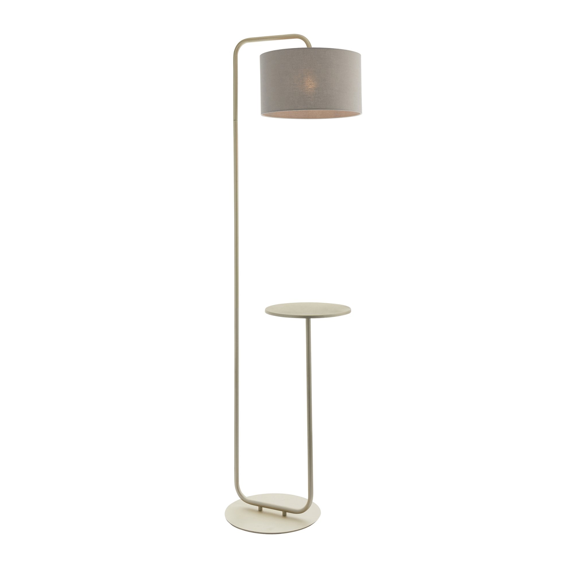 Endon The Modern Floor Lamp With Table - Satin Champagne With Slate Grey Shade