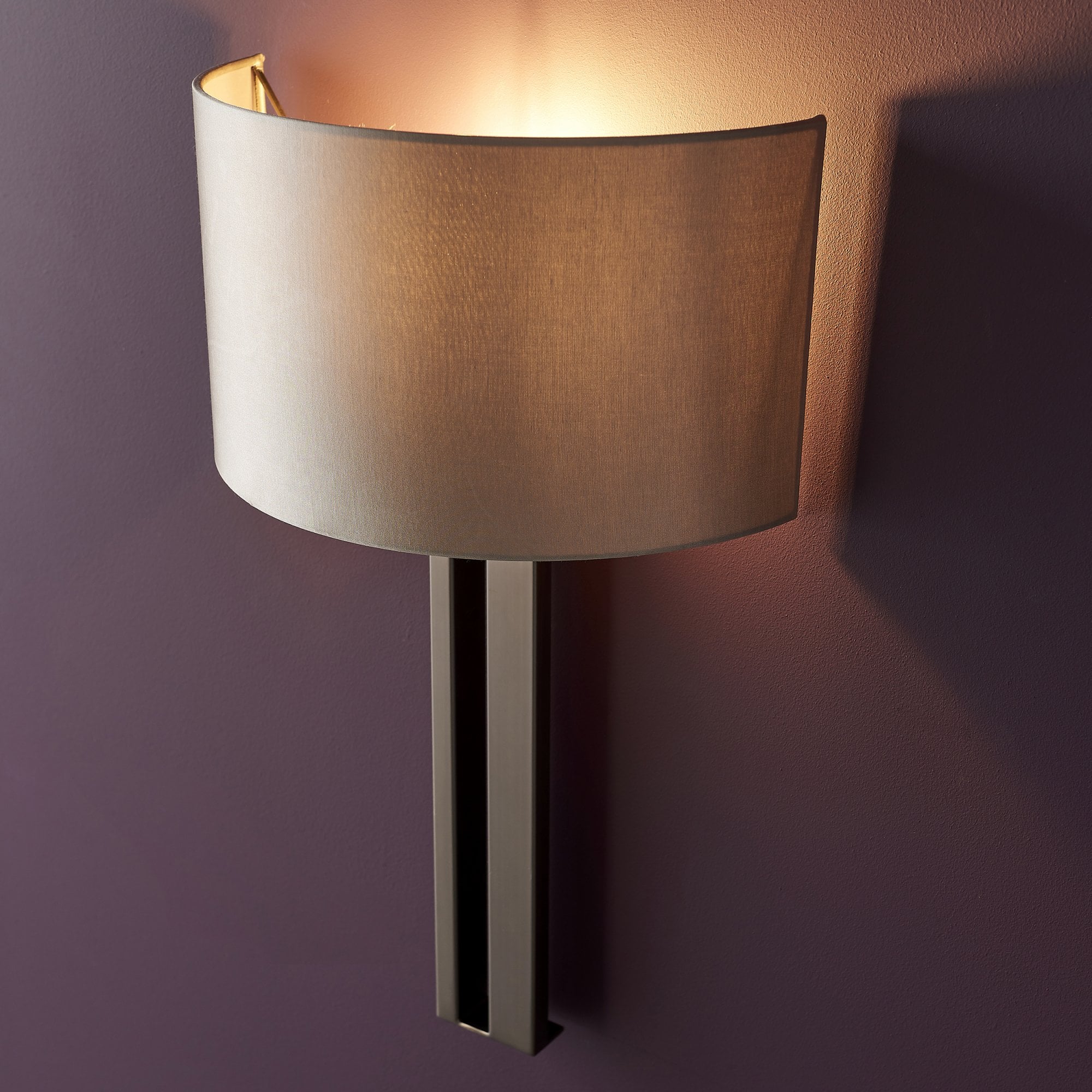 Utopia Groove Wall Light - Brushed Bronze With Mink Shade