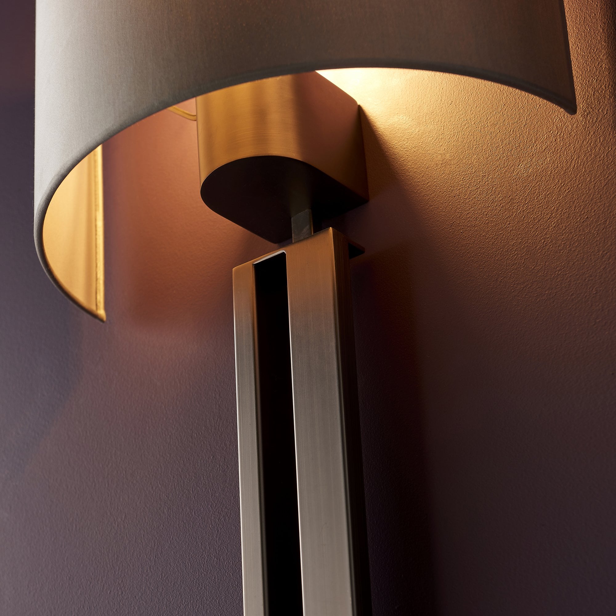 Utopia Groove Wall Light - Brushed Bronze With Mink Shade