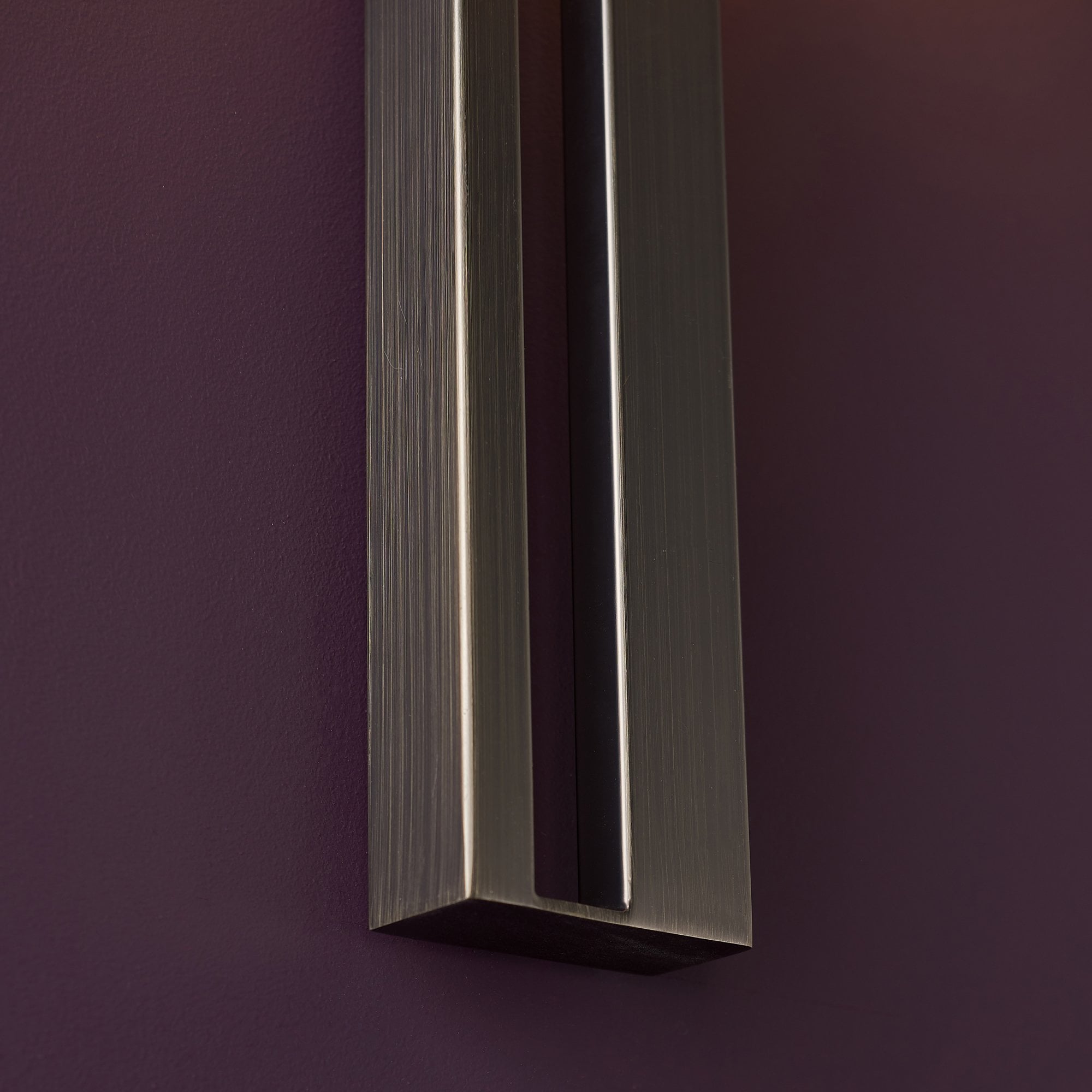 Utopia Groove Wall Light - Brushed Bronze With Mink Shade