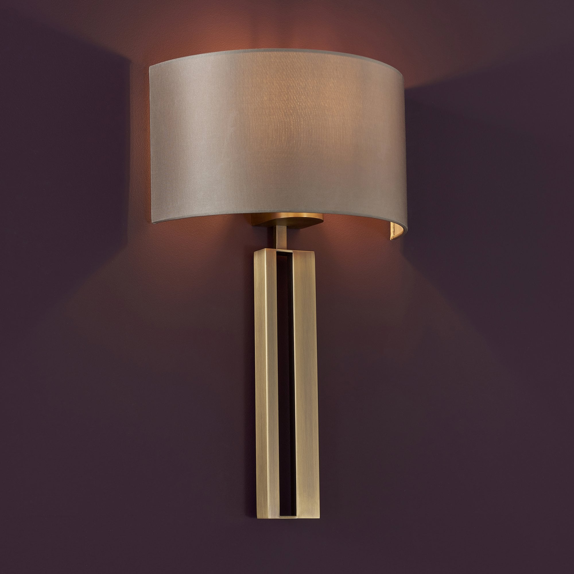 Utopia Groove Wall Light - Matt Brass With Mink Shade