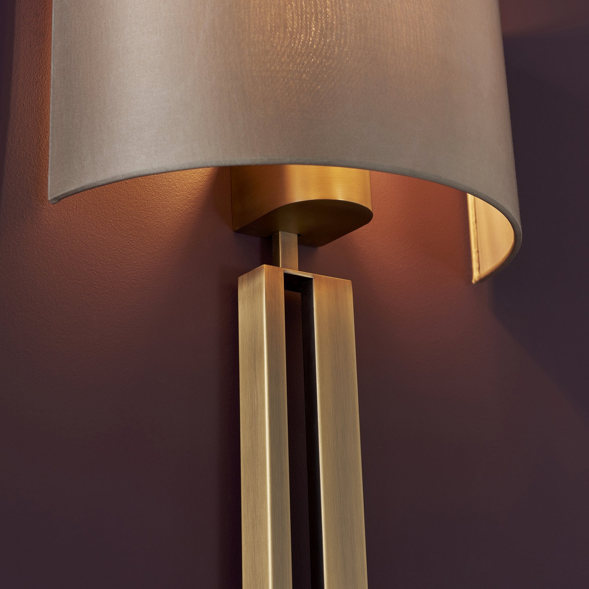 Utopia Groove Wall Light - Matt Brass With Mink Shade