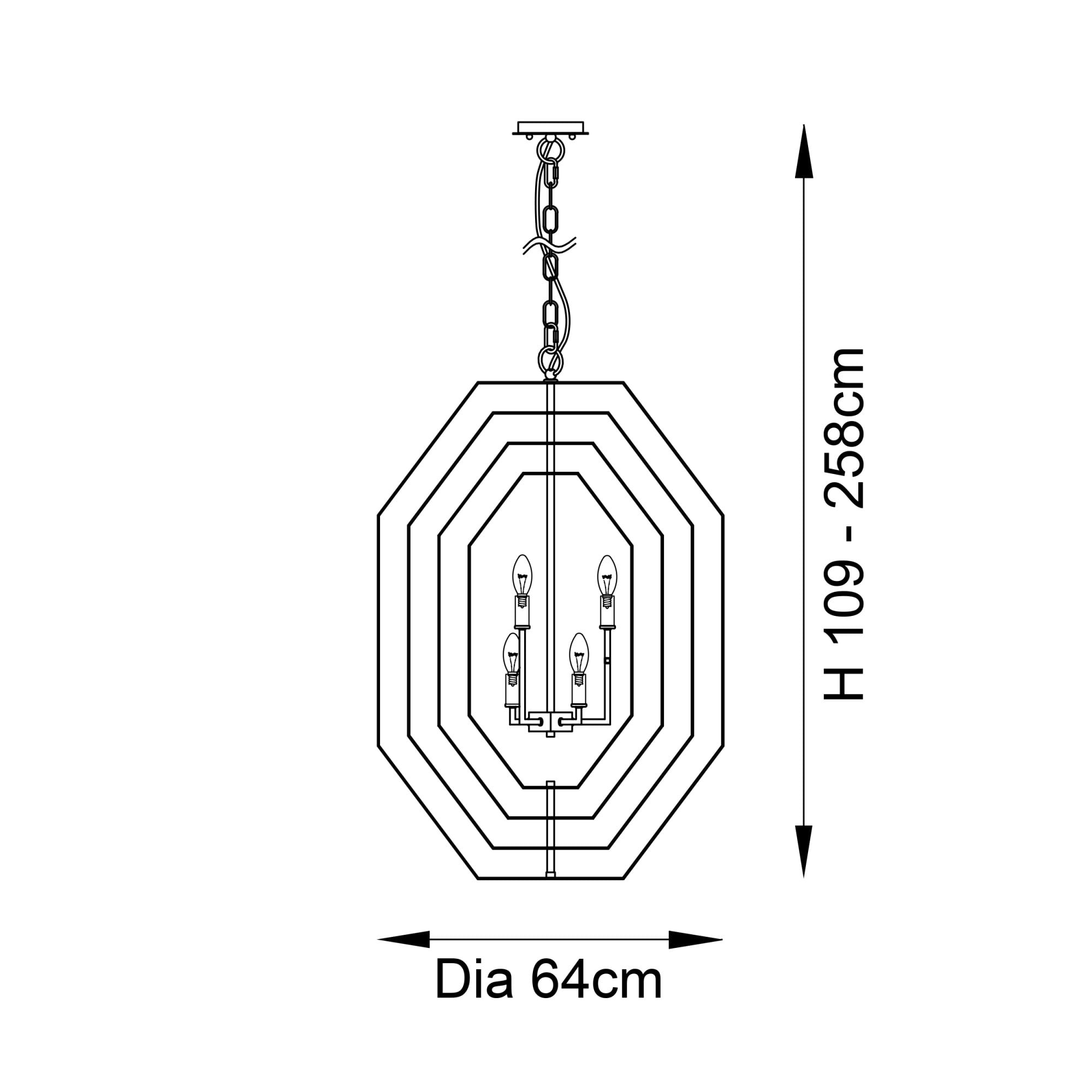 Utopia Octagon 4 Light Pendant - Aged Bronze And Antique Gold - 64cm Diameter