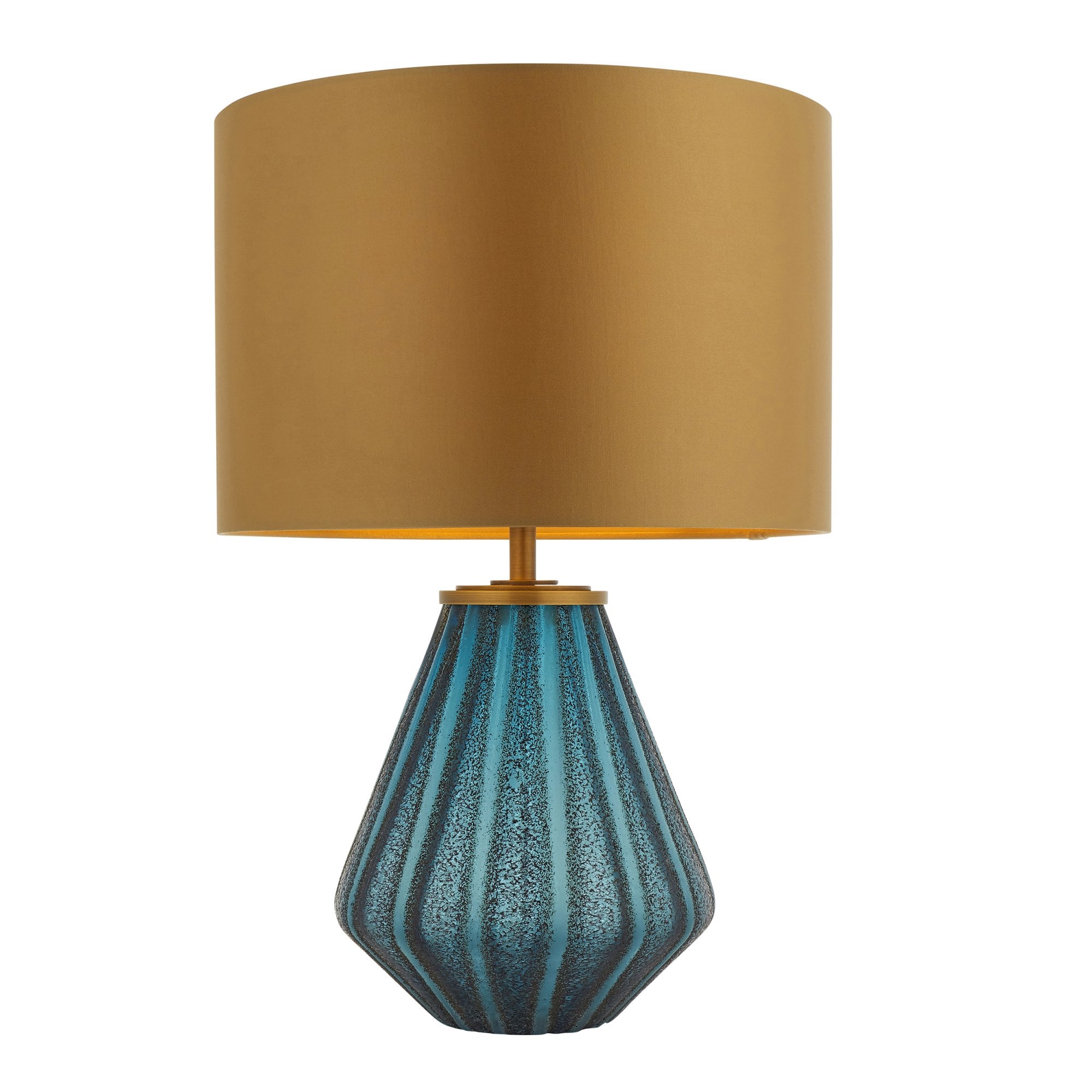 Utopia Stripe Table Lamp - Turquoise Glass And Gold Shade