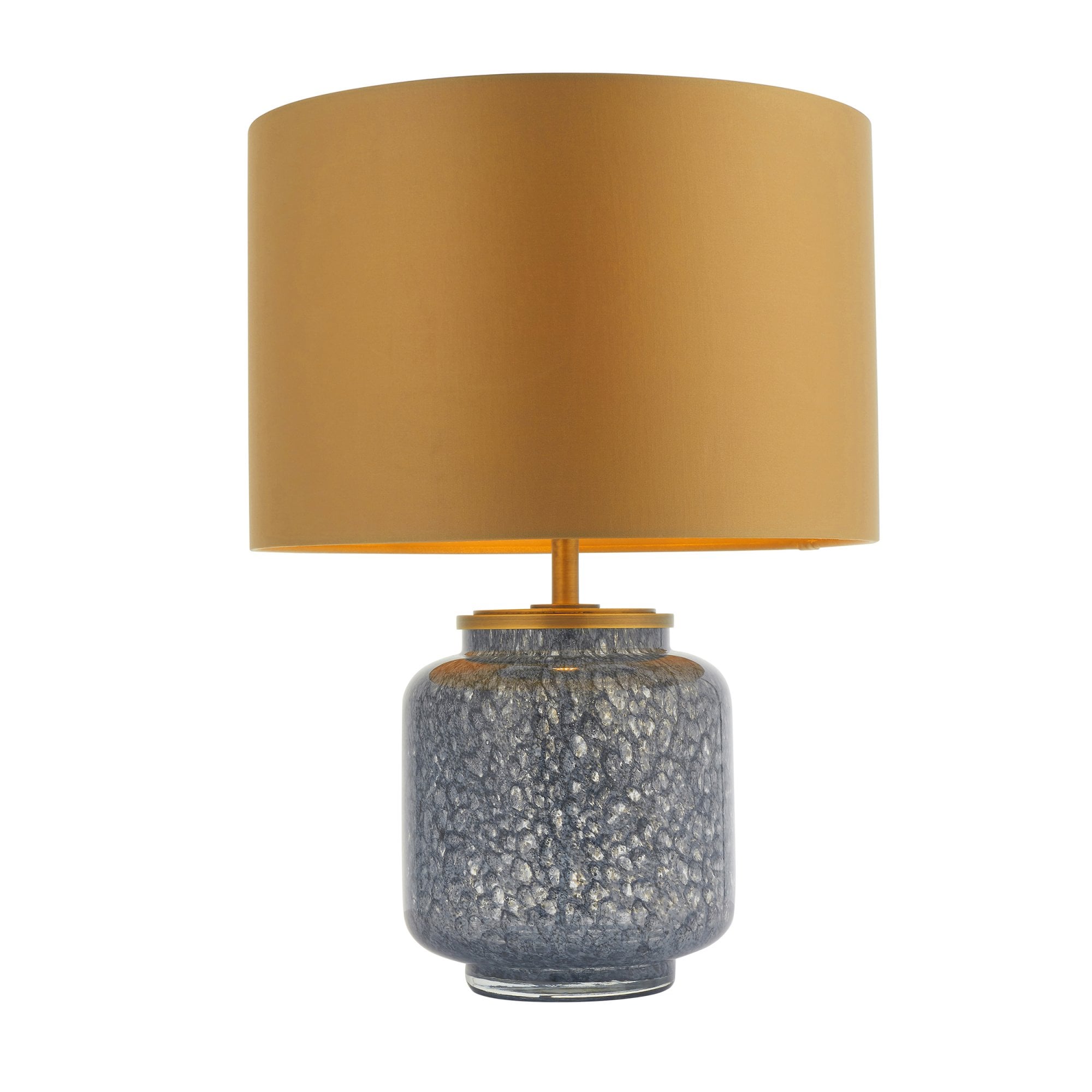 Utopia Speckle Table Lamp - Cobalt Glass And Gold Shade