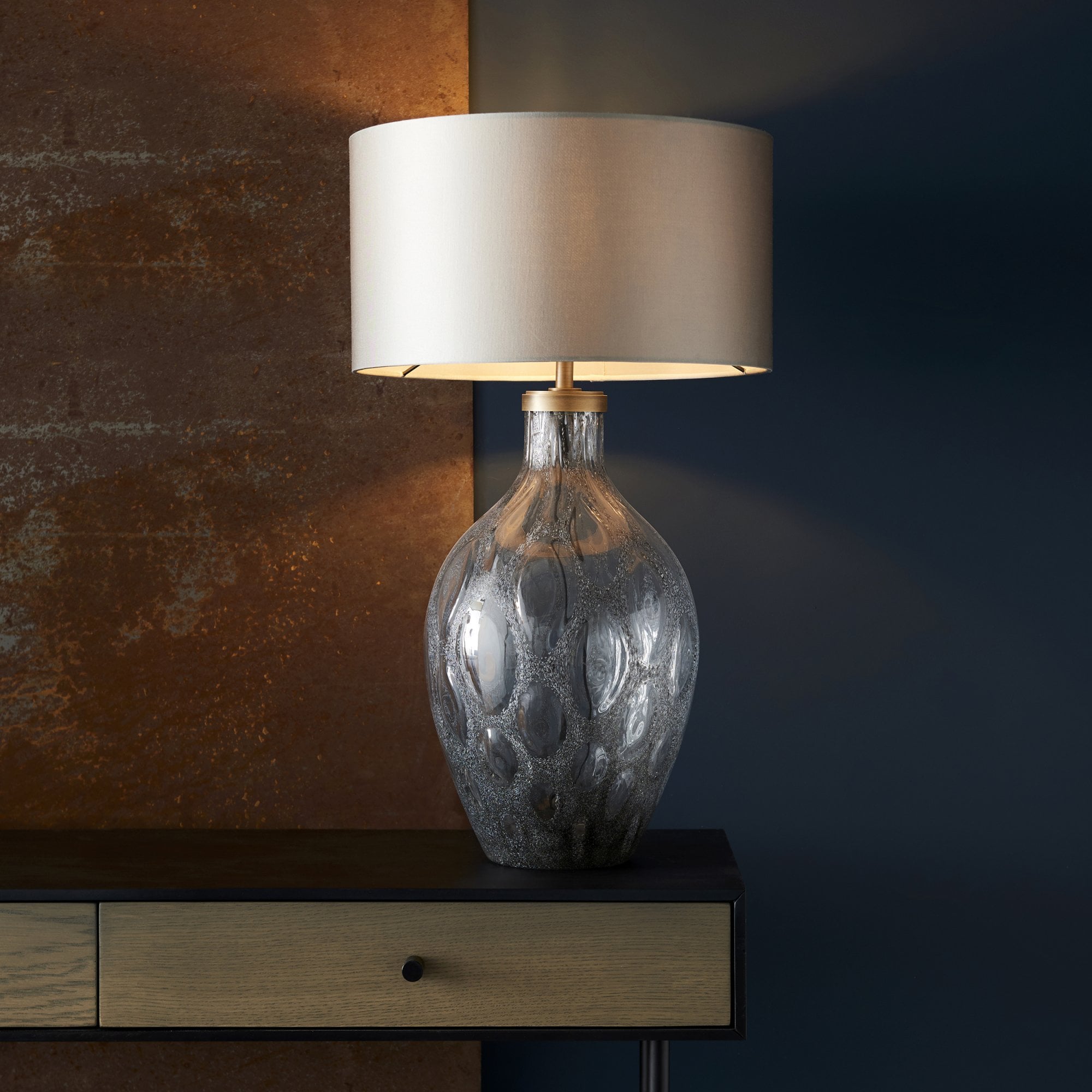 Endon Hurley Table Lamp - Charcoal Glass - Base Only - 51cm Tall