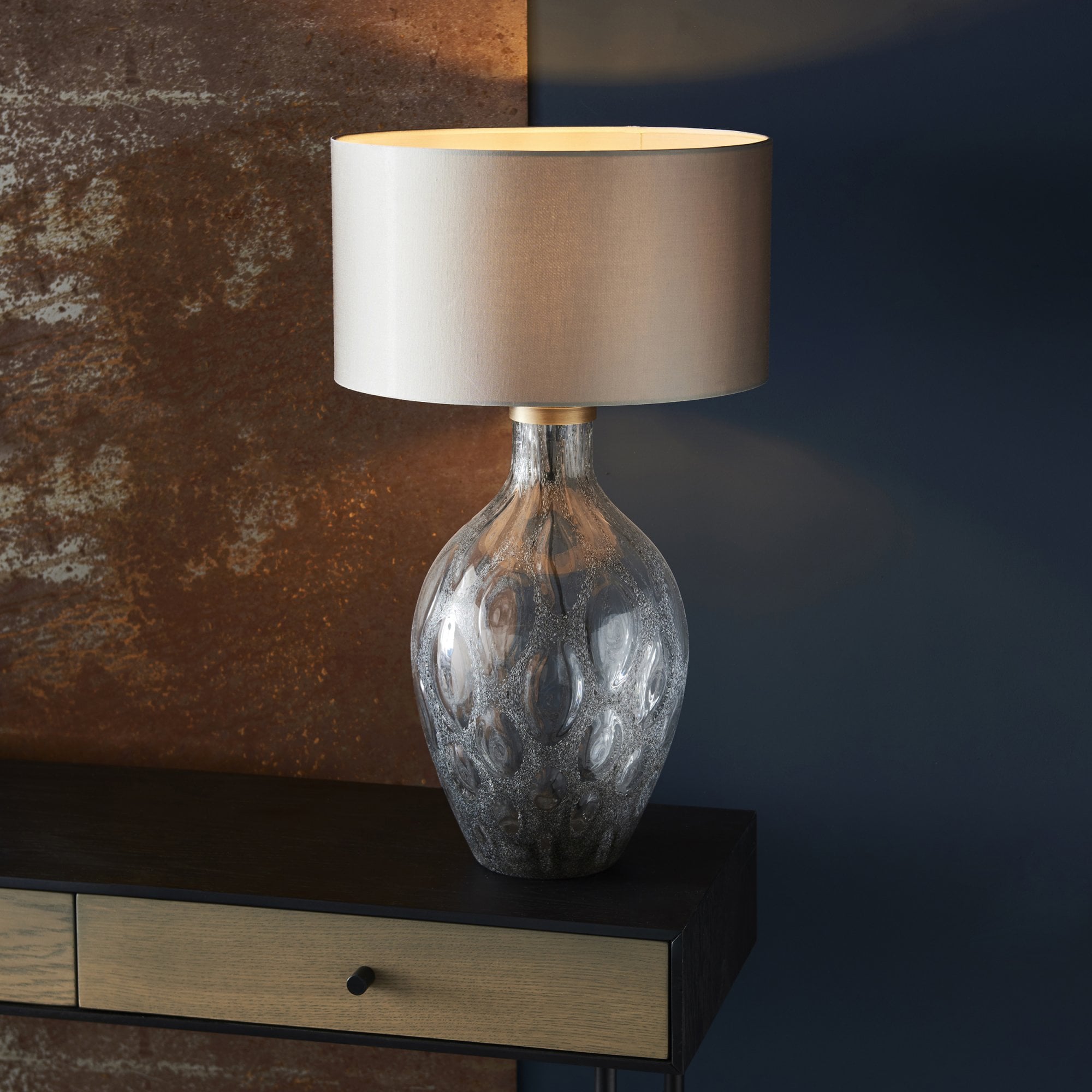 Endon Hurley Table Lamp - Charcoal Glass - Base Only - 51cm Tall