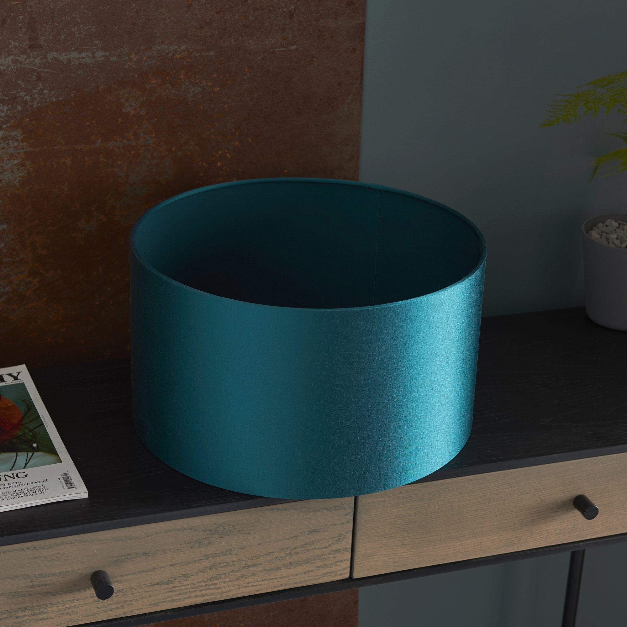 Utopia Peacock Cylinder - Shade Only Teal - 38cm Diameter - Shade Only