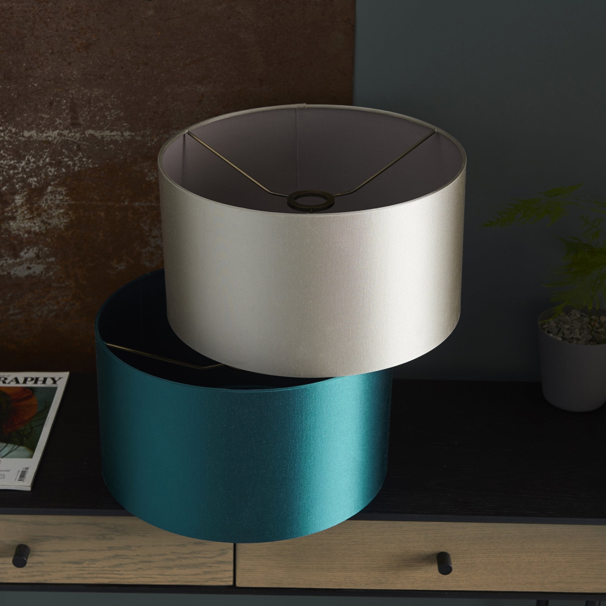 Utopia Peacock Cylinder - Shade Only Teal - 38cm Diameter - Shade Only