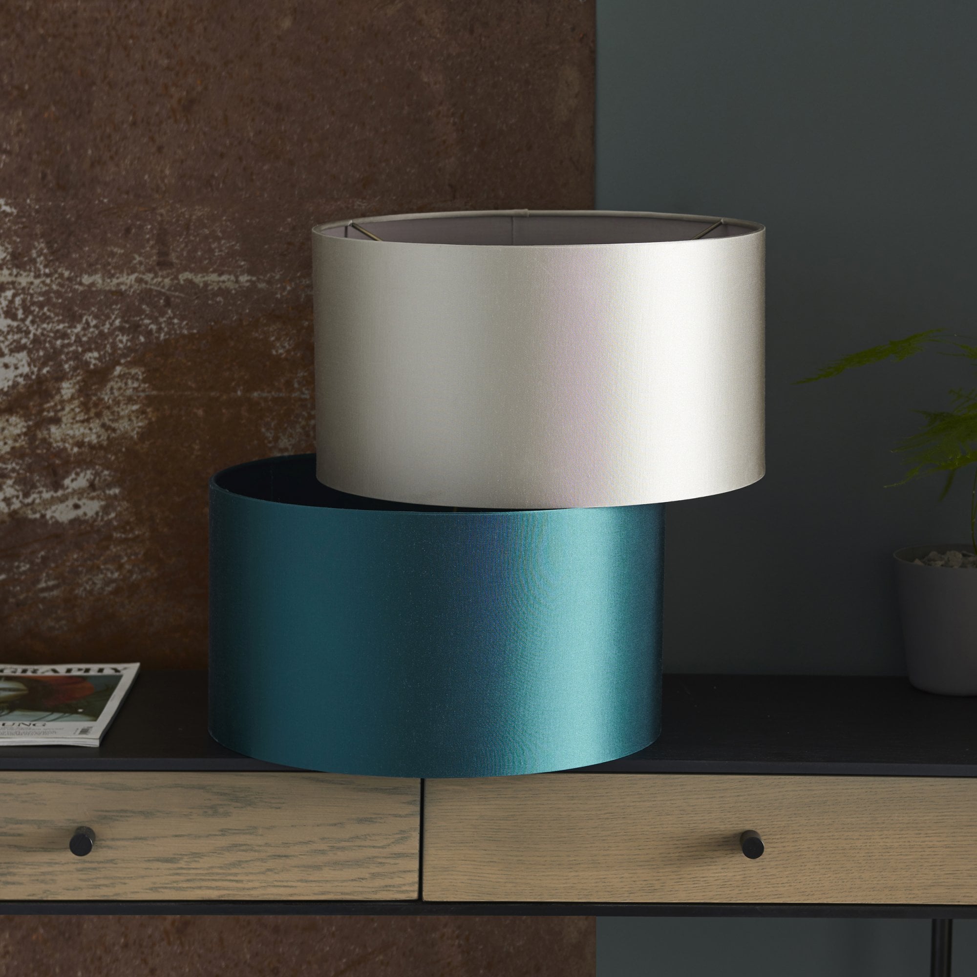 Utopia Peacock Cylinder - Shade Only Mink - 38cm Diameter - Shade Only