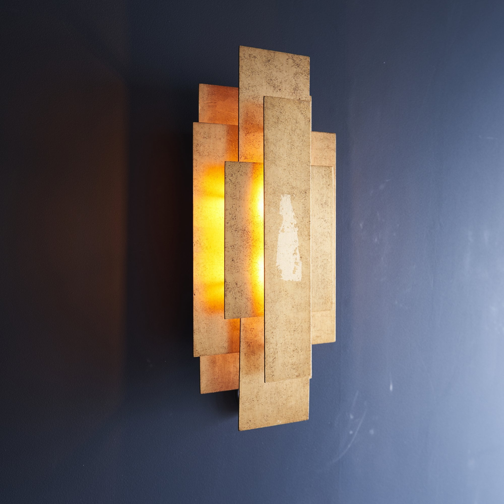 Utopia Overlay 2 Light Wall Light - Antique Gold