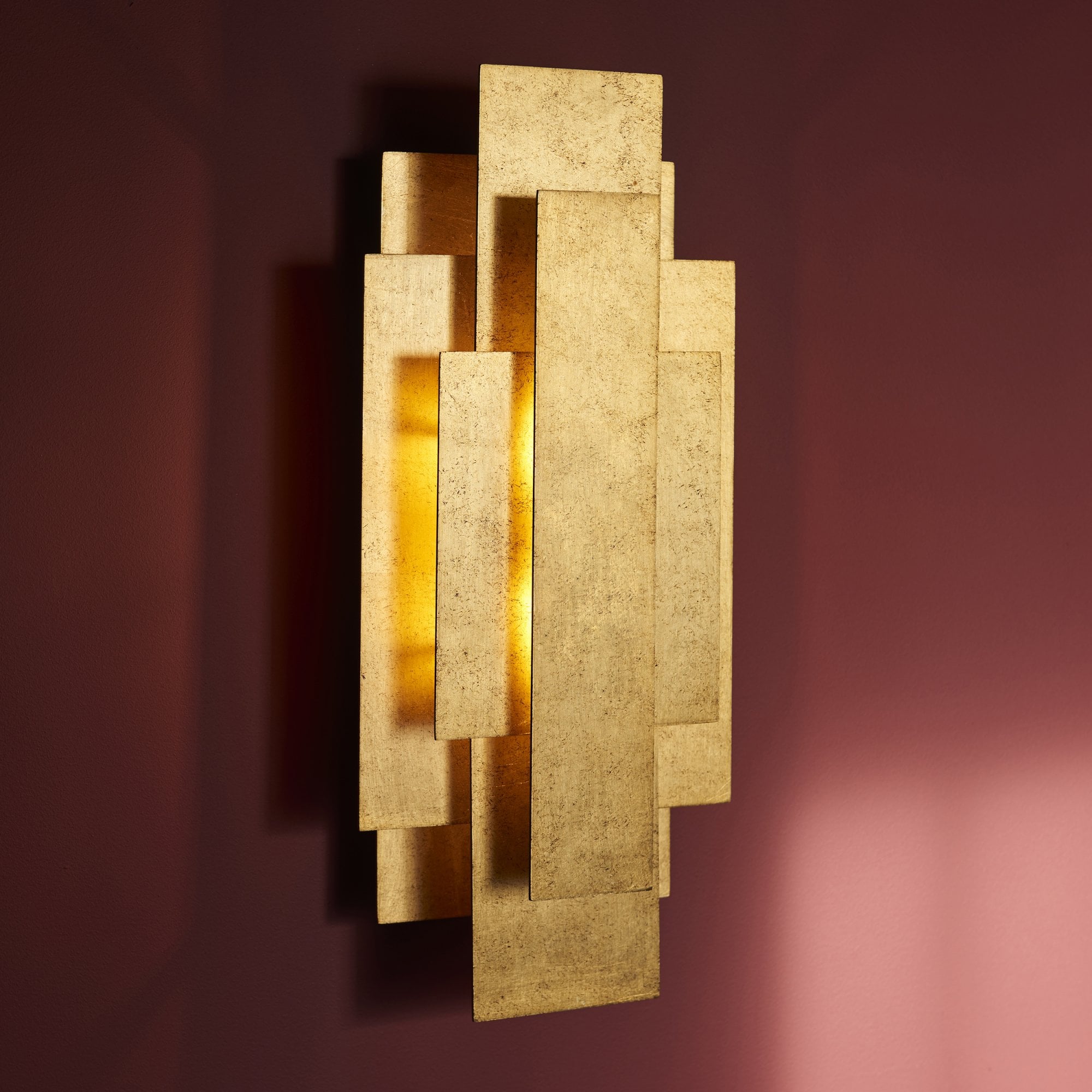 Utopia Overlay 2 Light Wall Light - Antique Gold