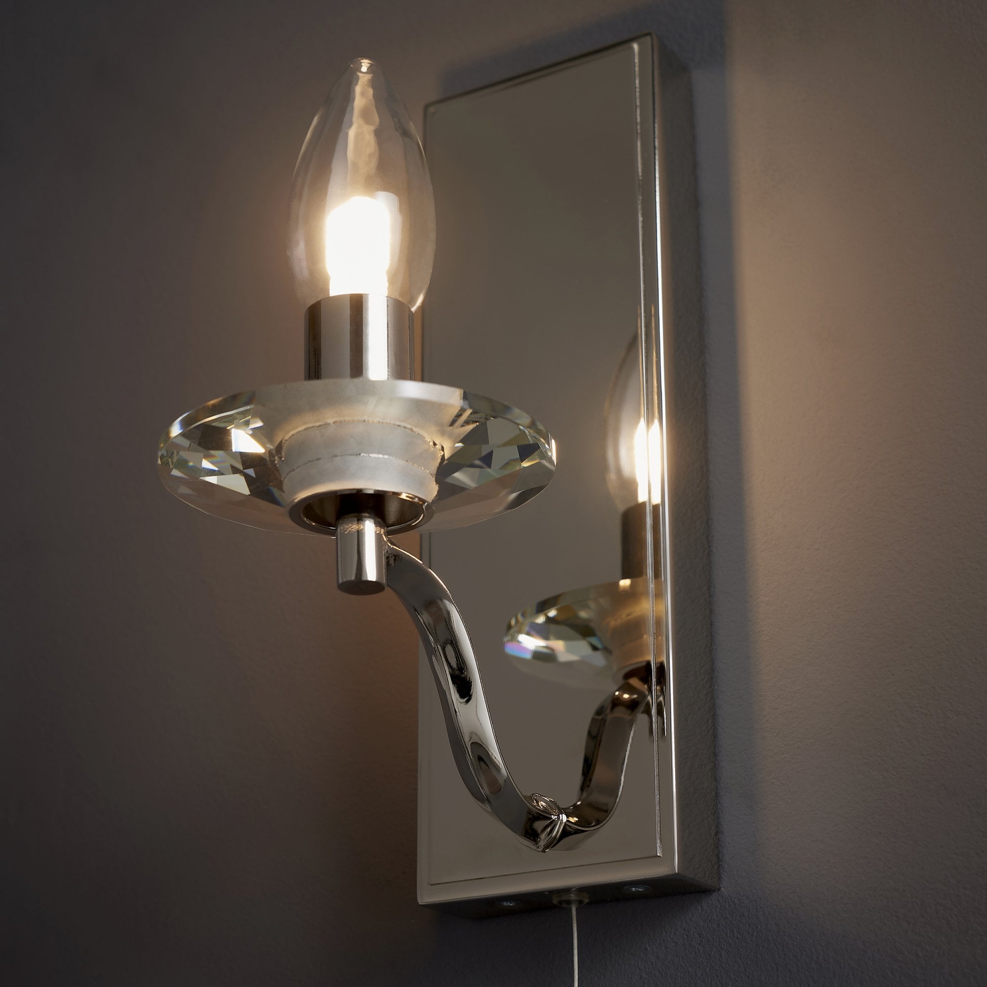 Endon Garland IP44 Bathroom Light - Polished Nickel With Clear Crystal Saucer