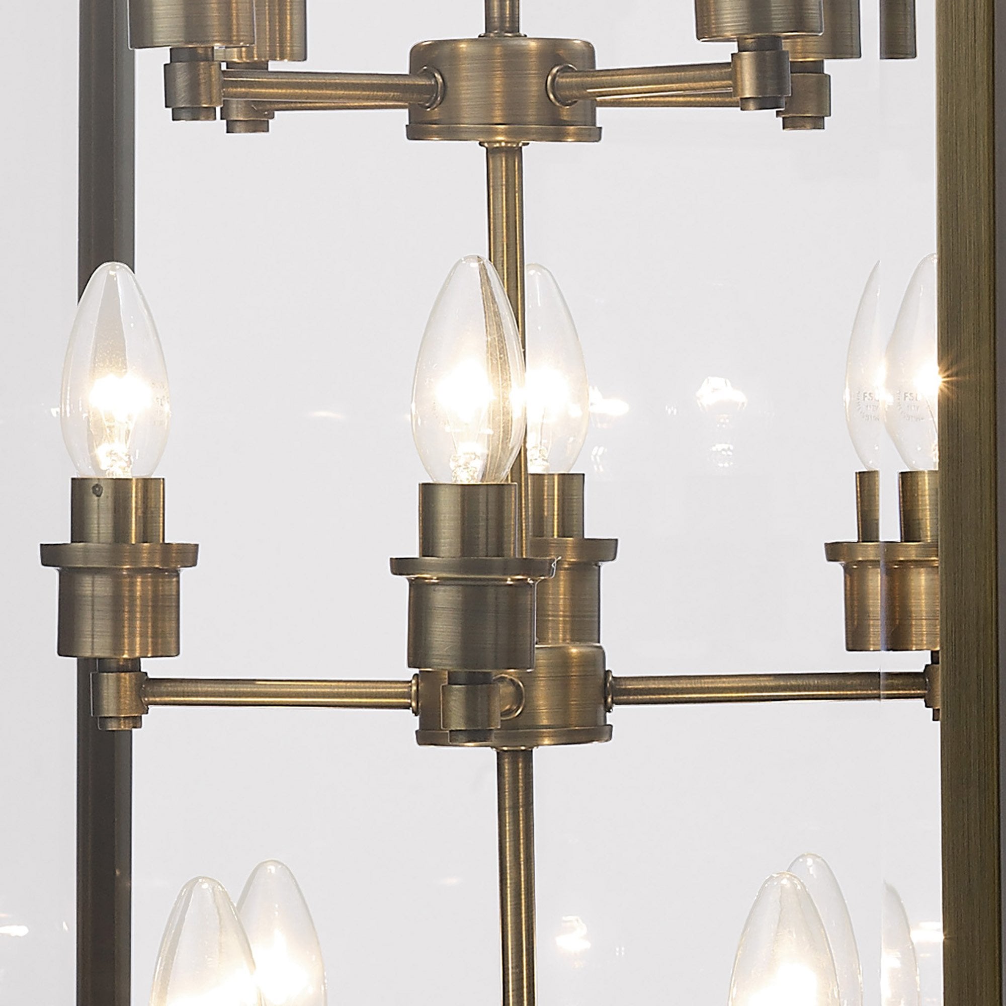 Diyas IL31115 Aston Pendant 12 Light Antique Brass/Glass