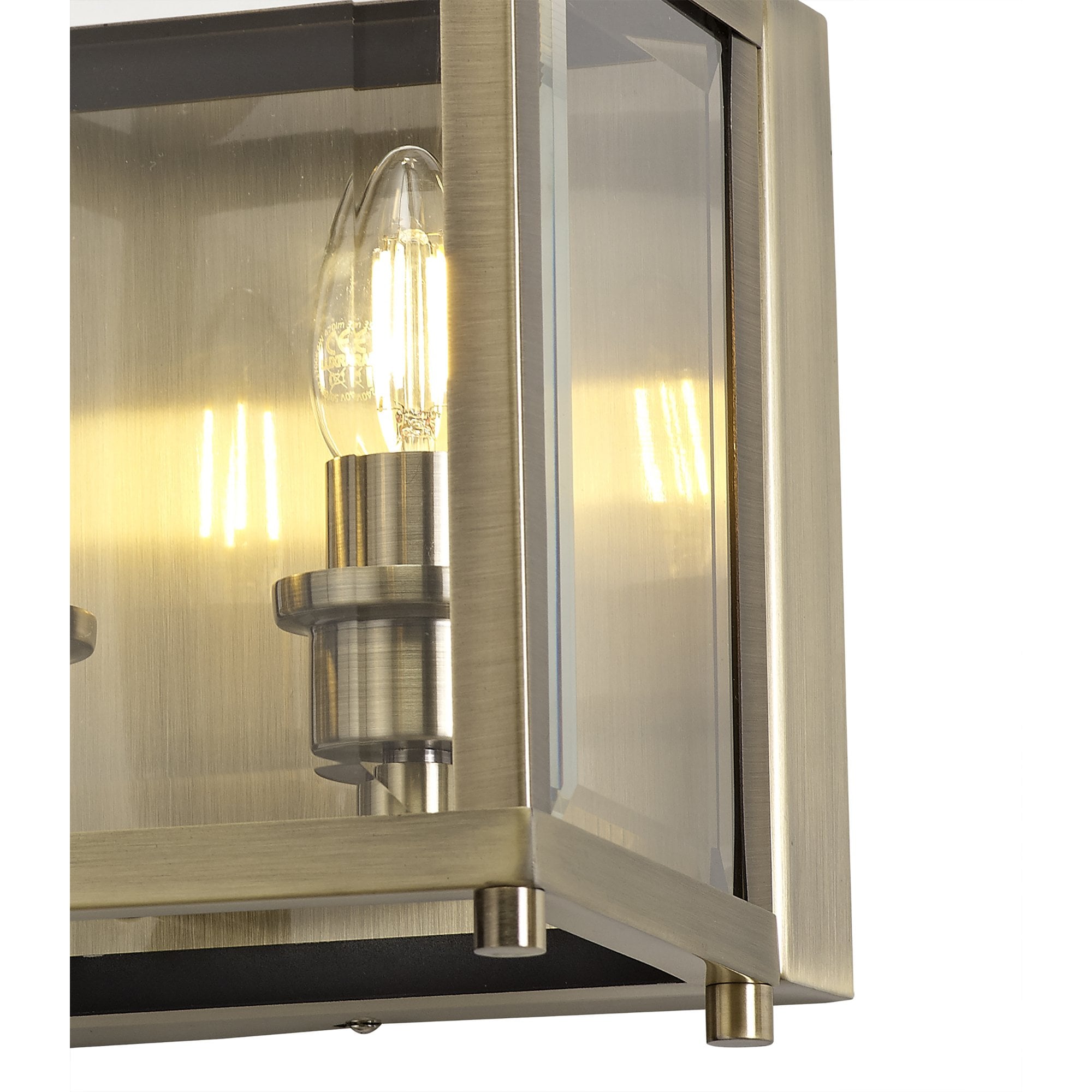 Diyas Aston Wall Lamp 2 Light - Antique Brass & Glass