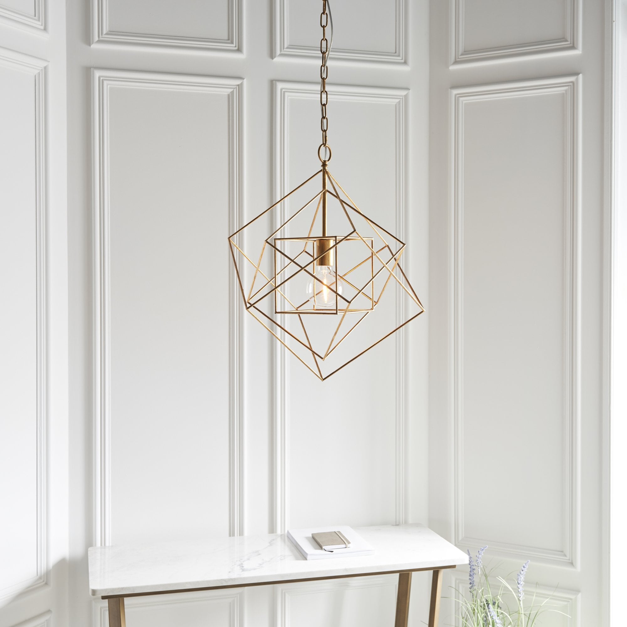 Utopia Frame Single Medium Pendant - Antique Gold - 50cm Diameter