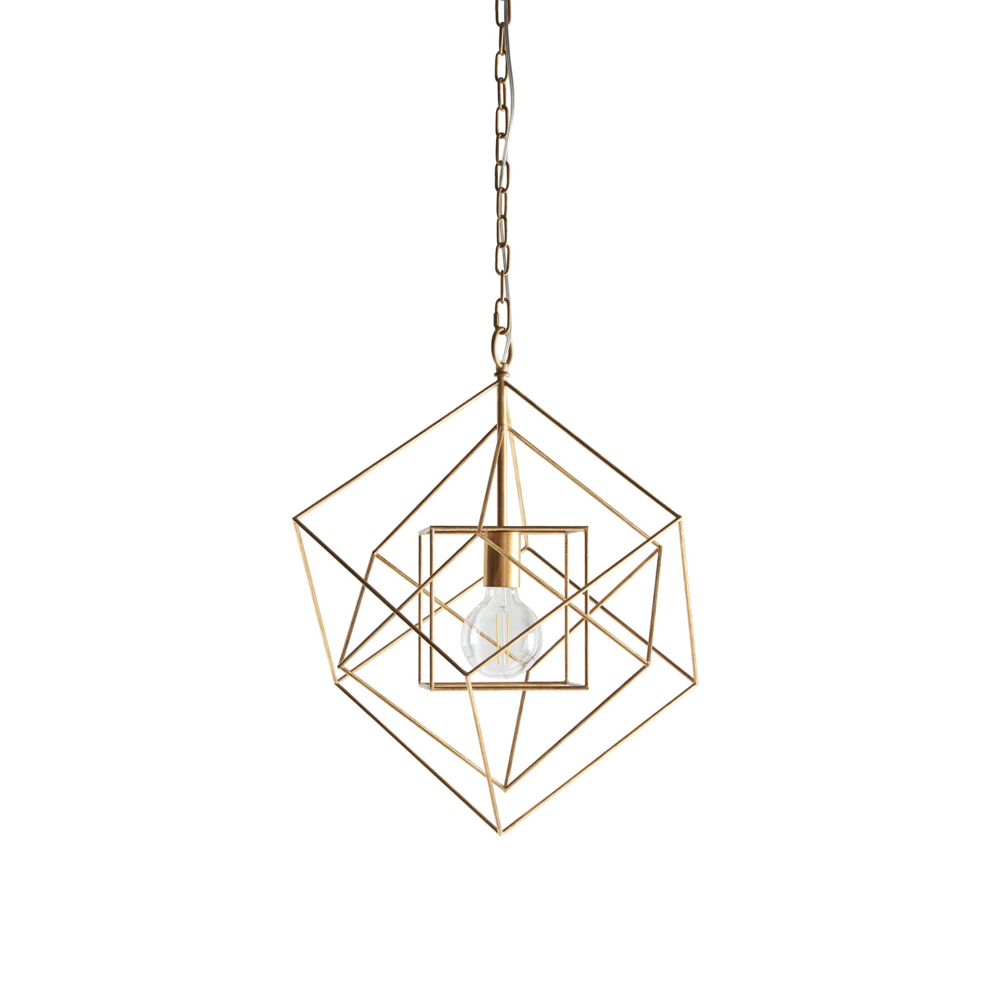 Utopia Frame Single Medium Pendant - Antique Gold - 50cm Diameter