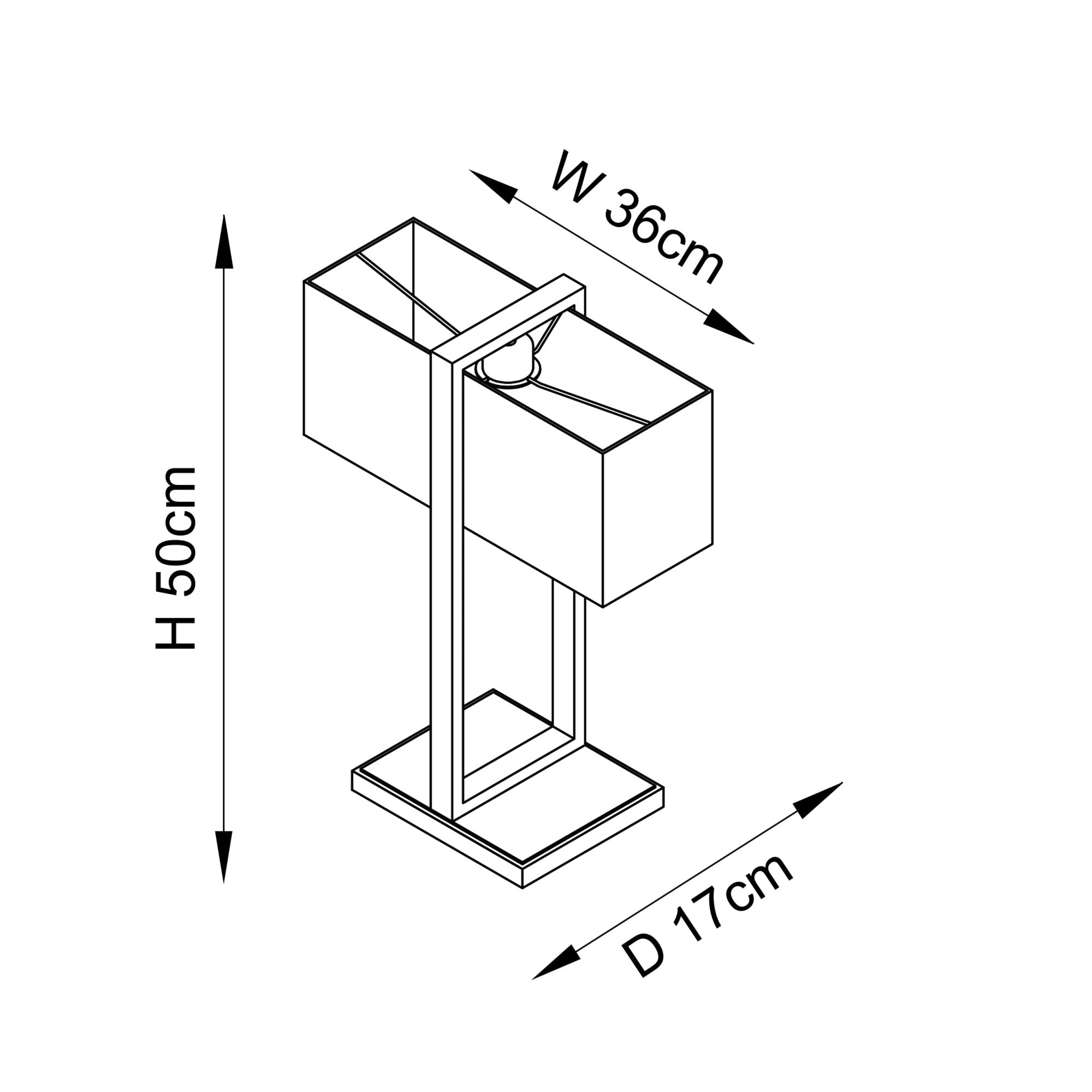 Utopia Oblong Table Lamp - Satin Nickel And Natural Shade