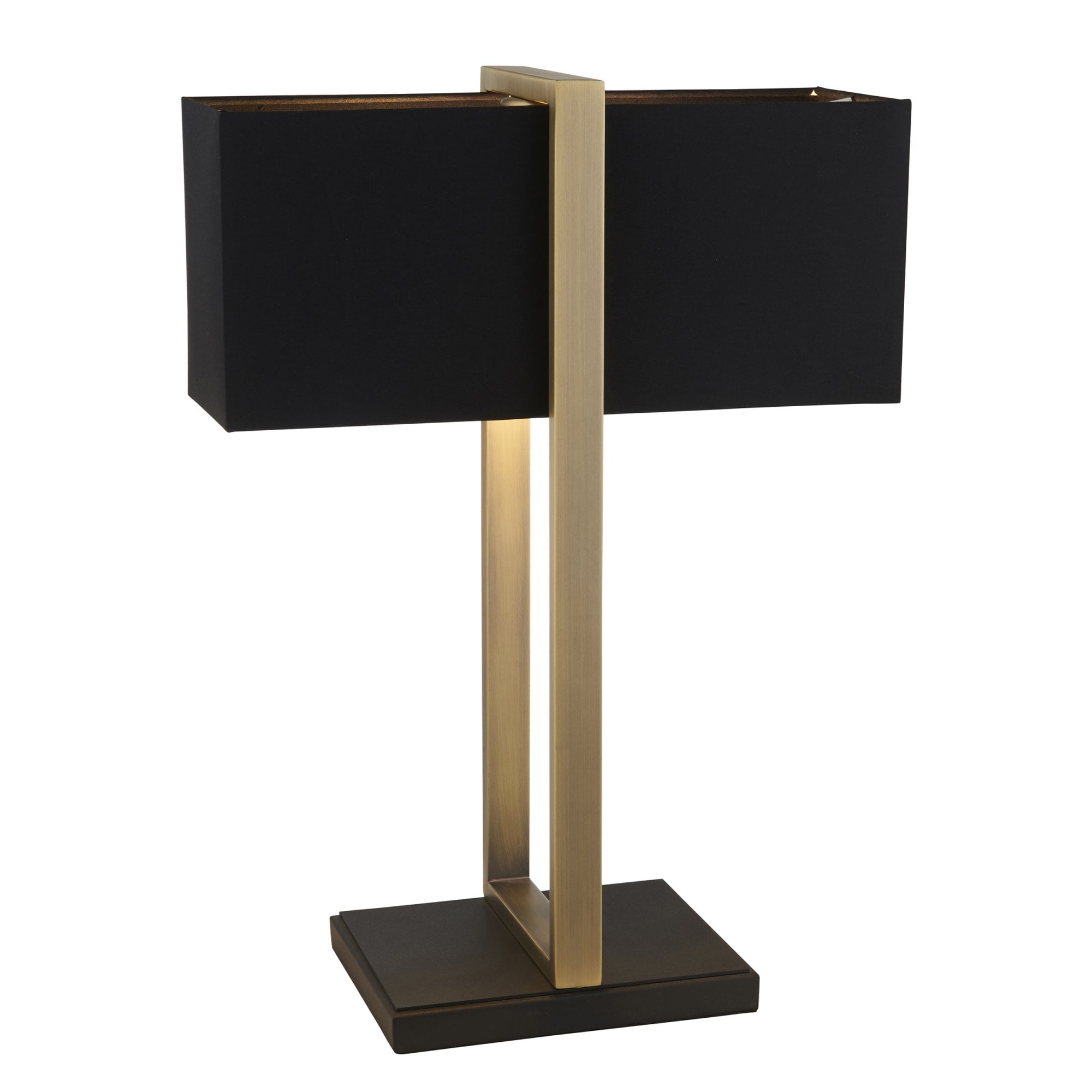 Utopia Oblong Table Lamp - Antique Brass And Black Shade