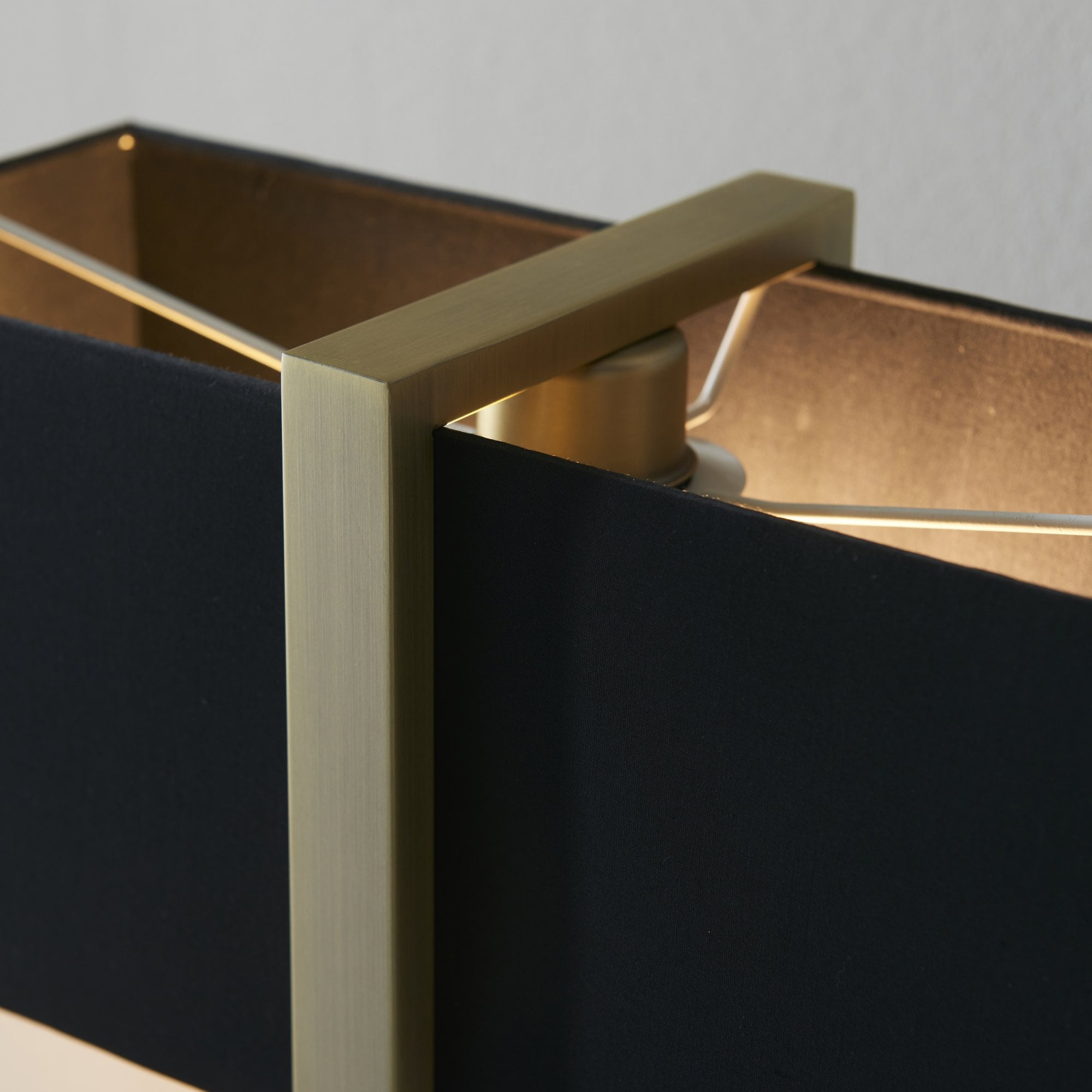 Utopia Oblong Table Lamp - Antique Brass And Black Shade