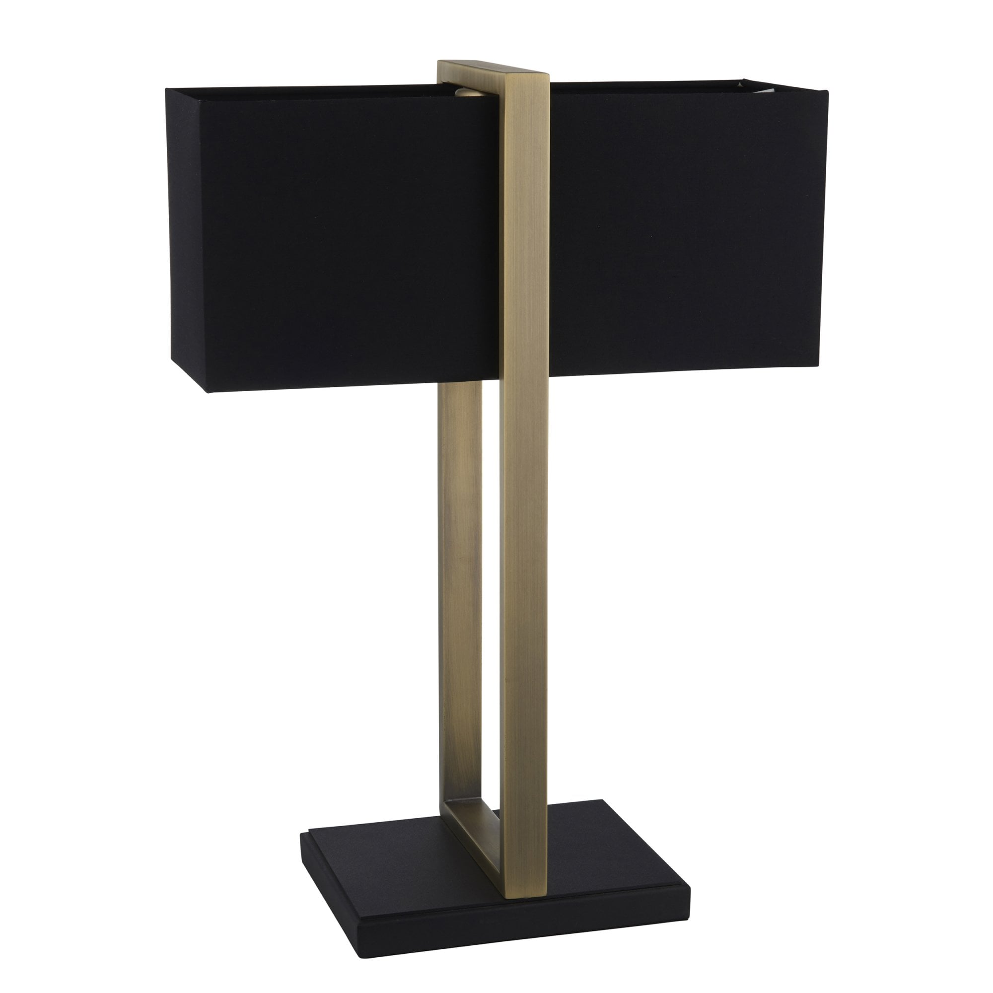 Utopia Oblong Table Lamp - Antique Brass And Black Shade