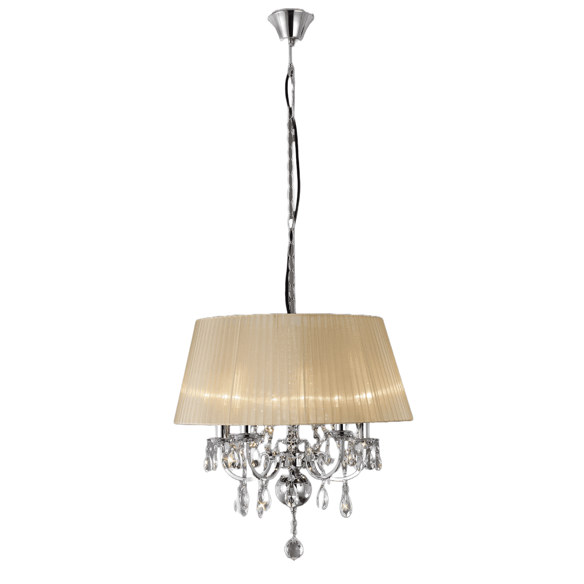 Diyas IL30045 Olivia Pendant With Soft Bronze Shade 5 Light Polished Chrome/Crystal