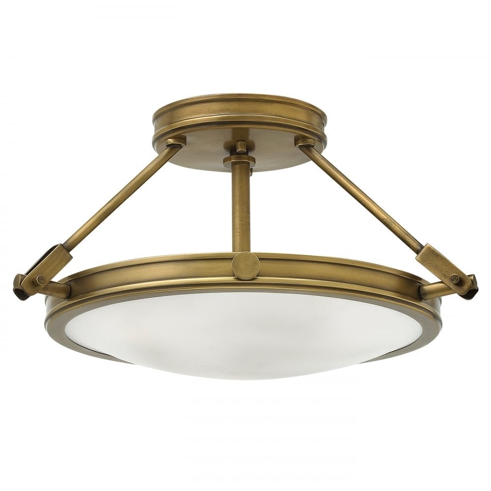 Hinkley Collier 3 Light Small Semi-Flush Fitting - Heritage Brass