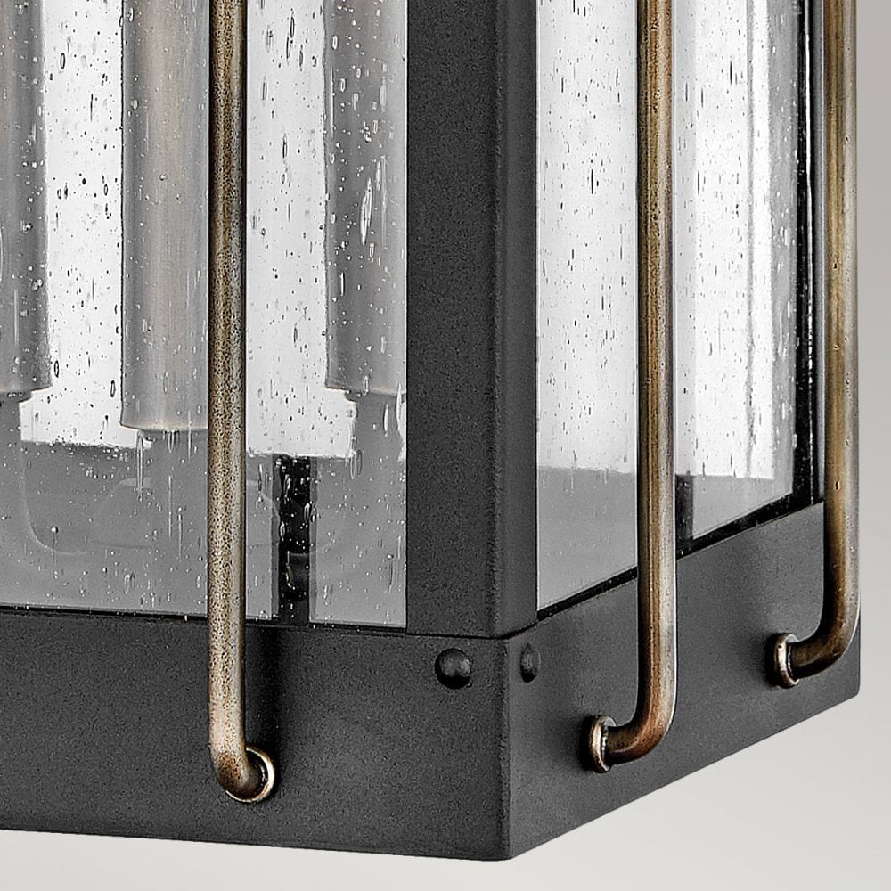 Hinkley Fitzgerald 3 Light Large Wall Lantern - Textured Black & Burnished Bronze