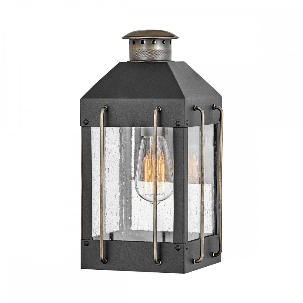 Hinkley Fitzgerald Single Small Wall Lantern - Textured Black & Burnished Bronze