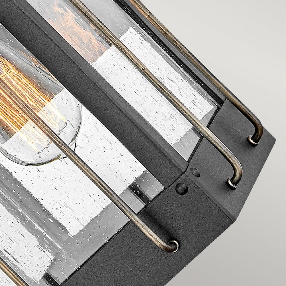 Hinkley Fitzgerald Single Small Wall Lantern - Textured Black & Burnished Bronze