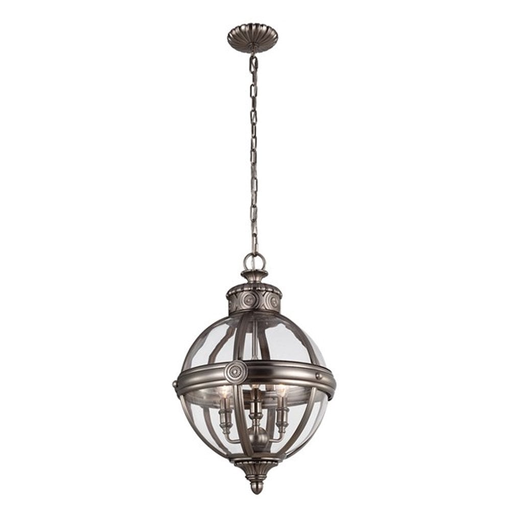 Feiss Adams 3 Light Pendant Chandelier - Antique Nickel