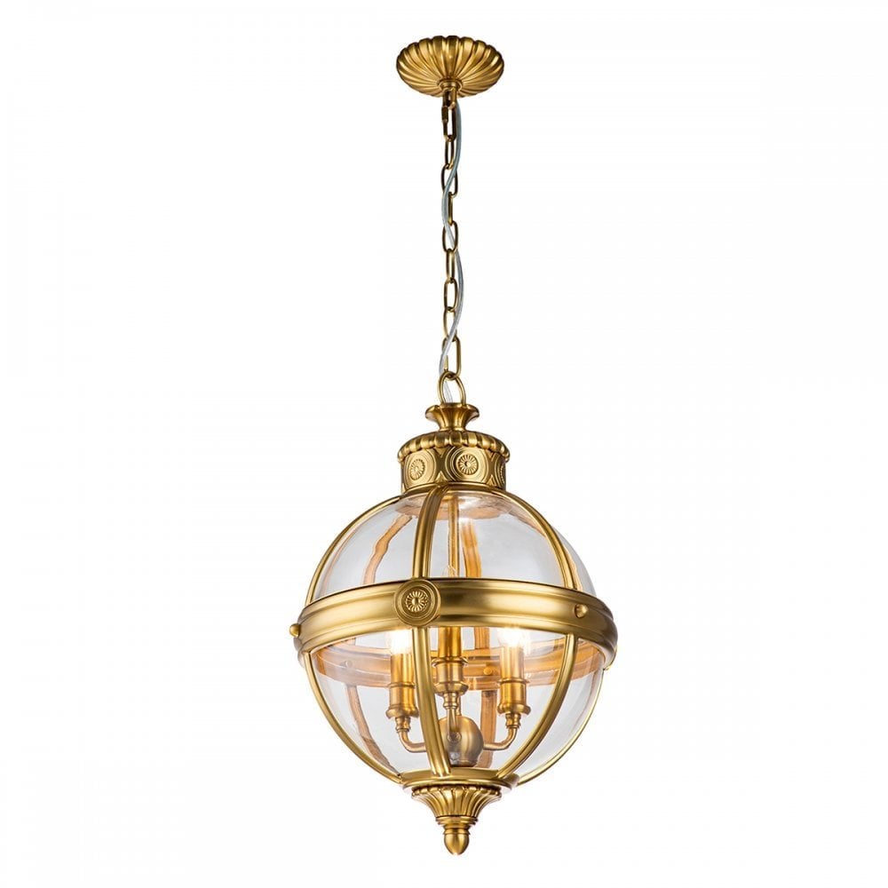 Feiss Adams 3 Light Pendant Chandelier - Brushed Brass