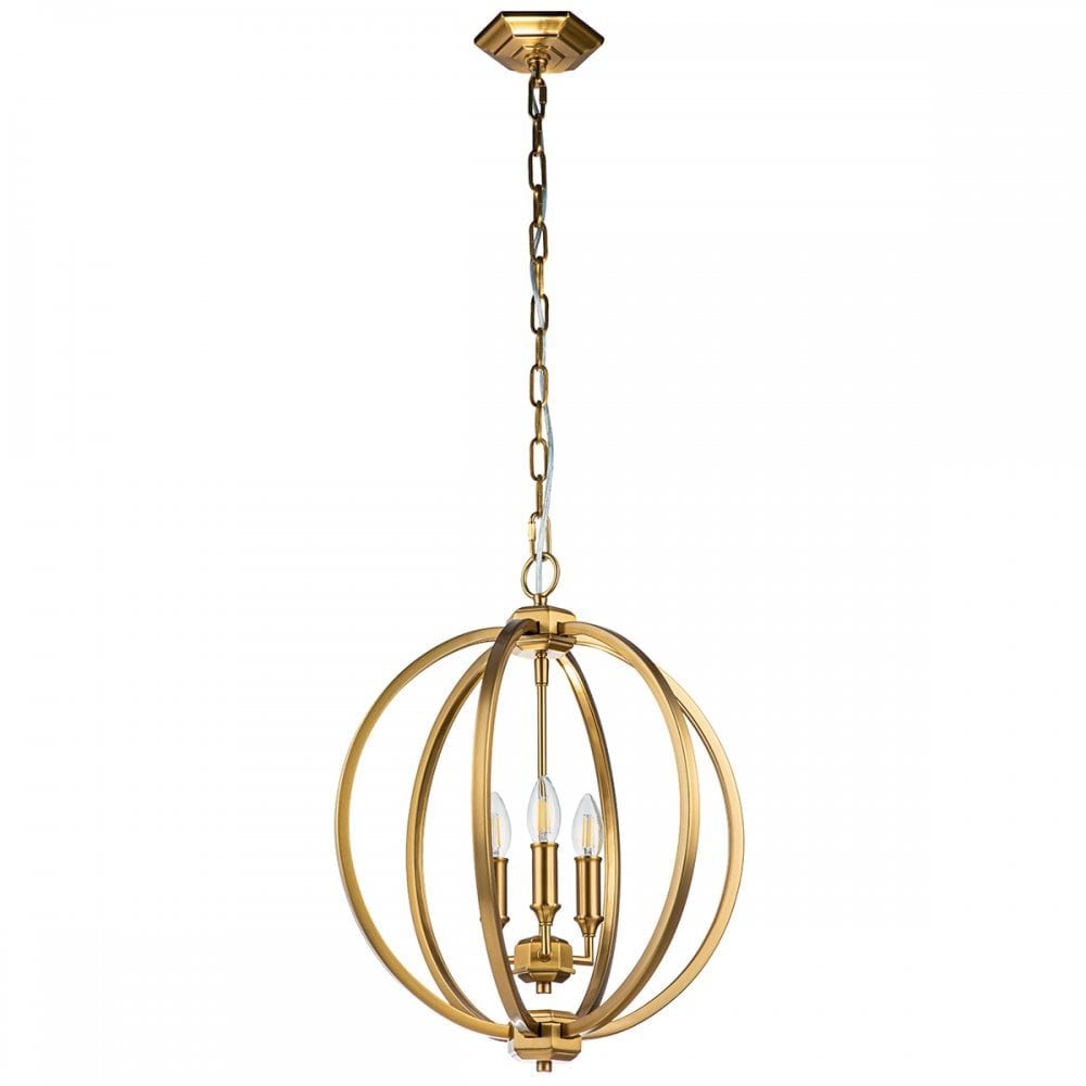 Feiss Corinne 3 Light Medium Pendant - Burnished Brass