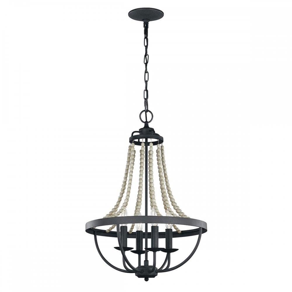 Feiss Nori 4 Light Chandelier - Dark Weathered Zinc & Driftwood Grey
