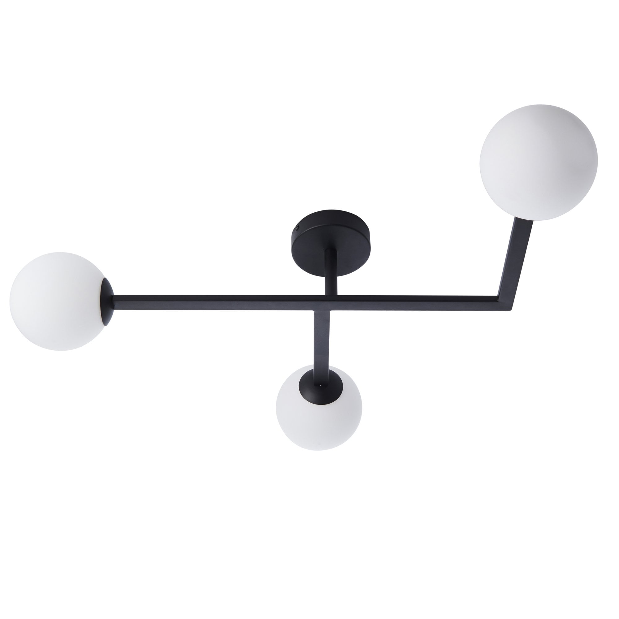 Endon Linear Metal Semi Flush Fitting - Matt Black With White Globe