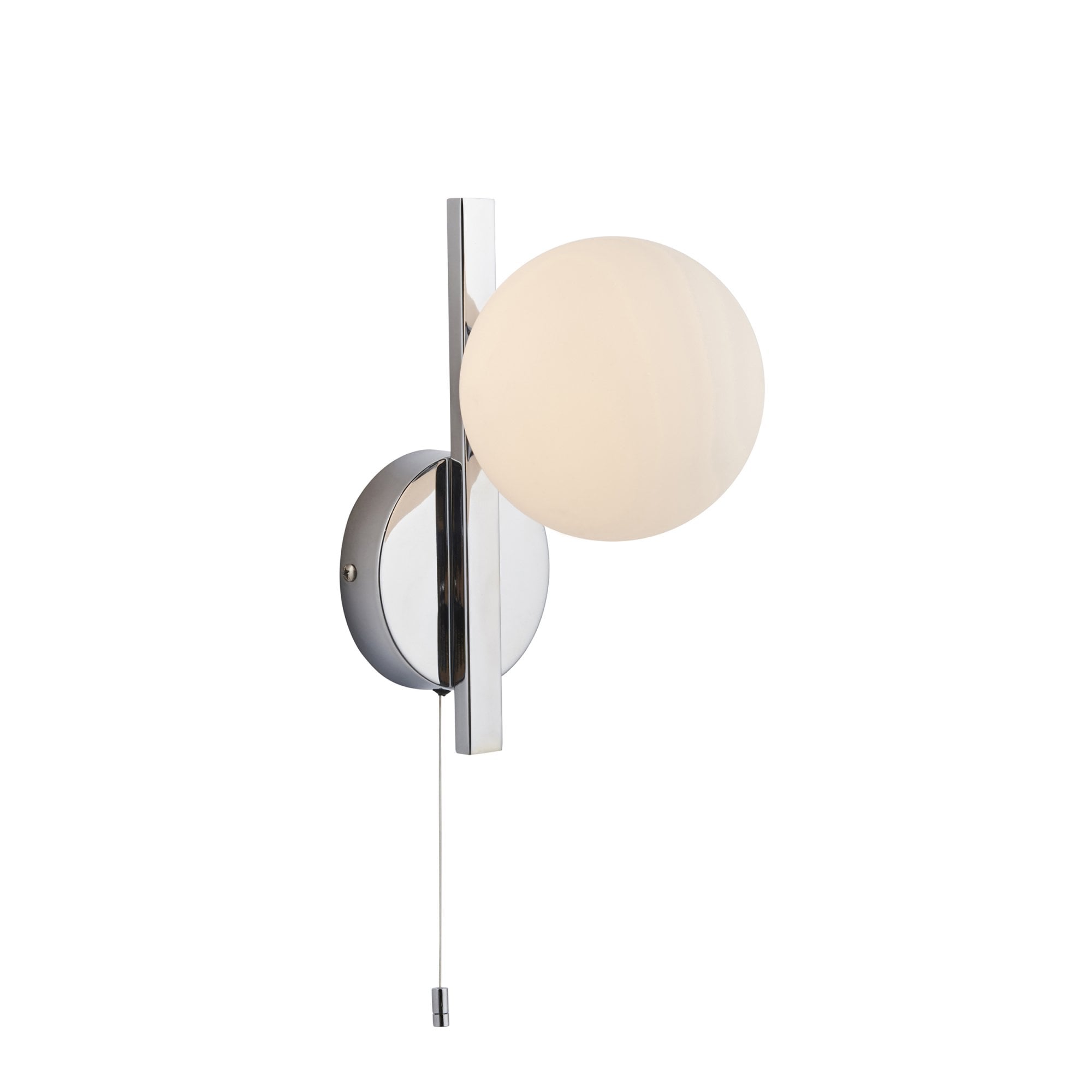 Endon Linear Metal Wall Light - Chrome With White Globe
