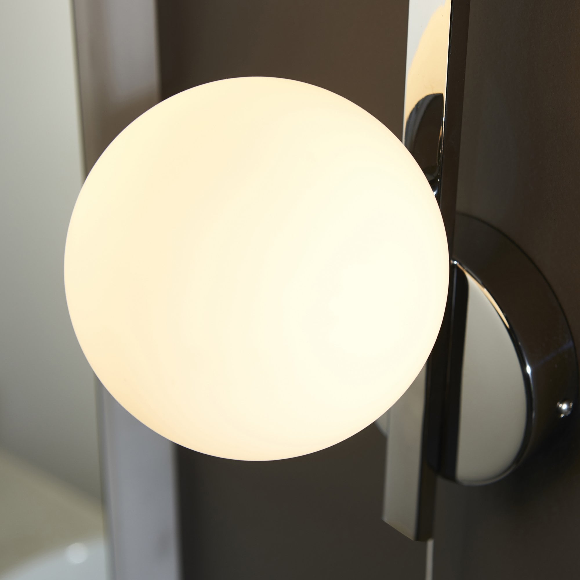 Endon Linear Metal Wall Light - Chrome With White Globe