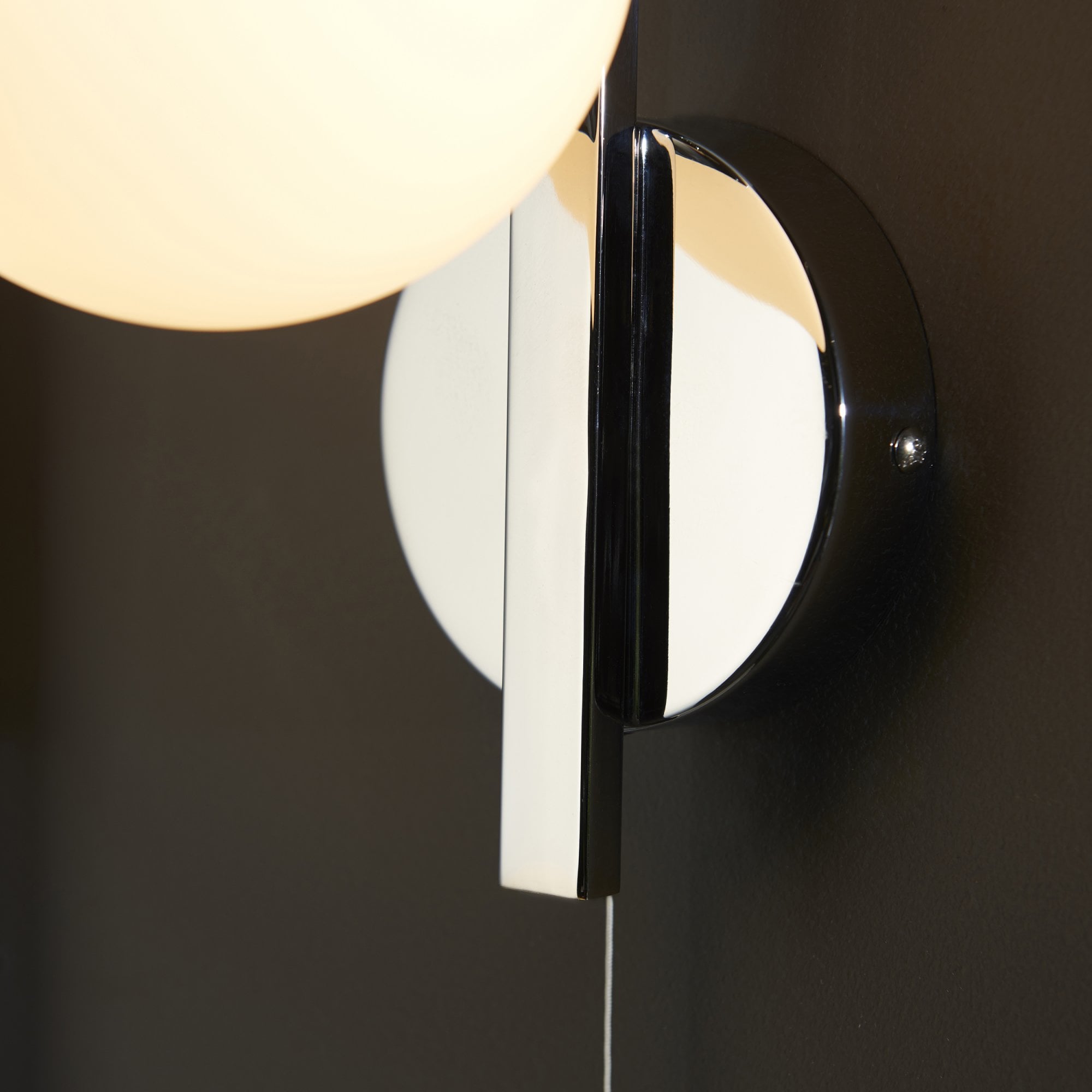 Endon Linear Metal Wall Light - Chrome With White Globe