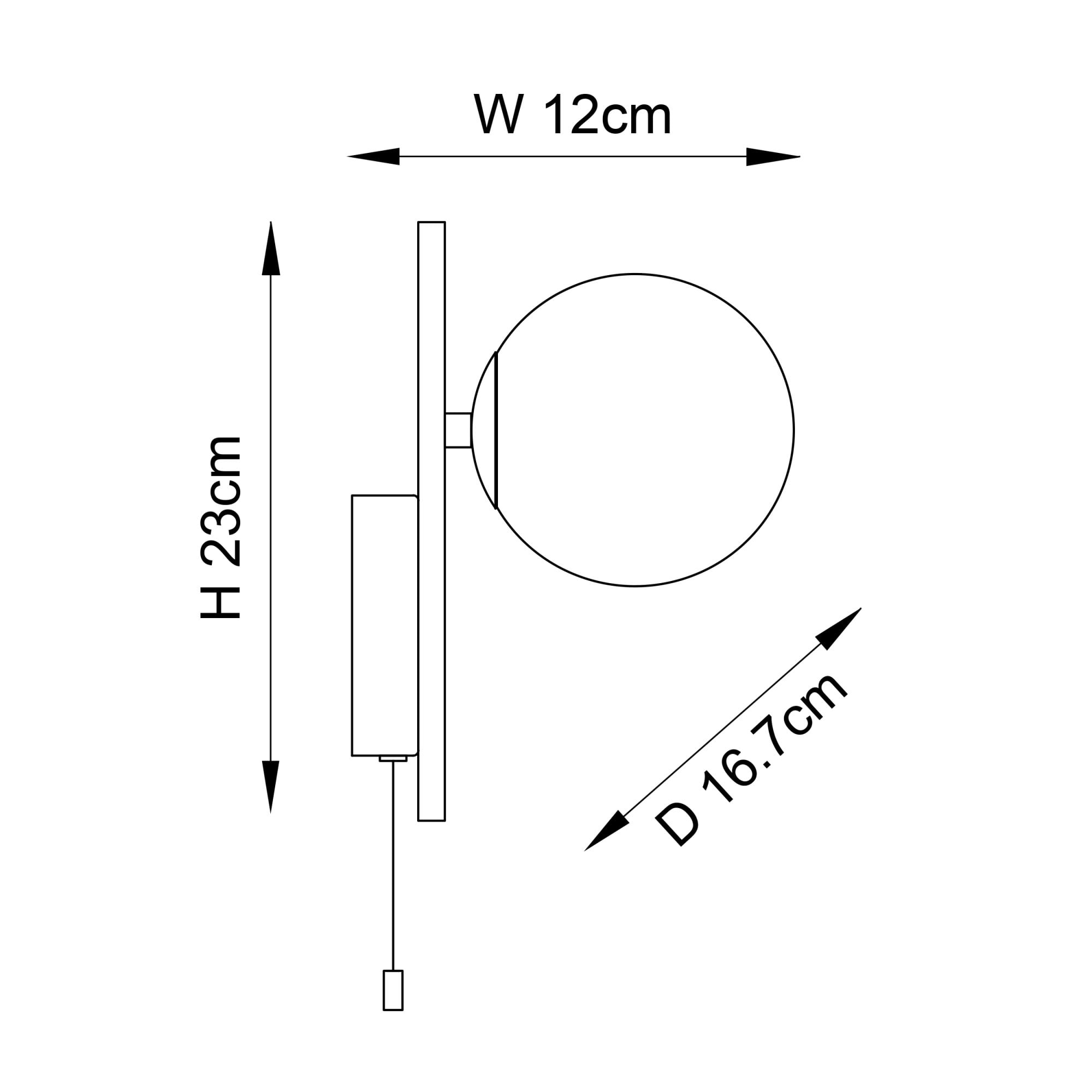Endon Linear Metal Wall Light - Chrome With White Globe