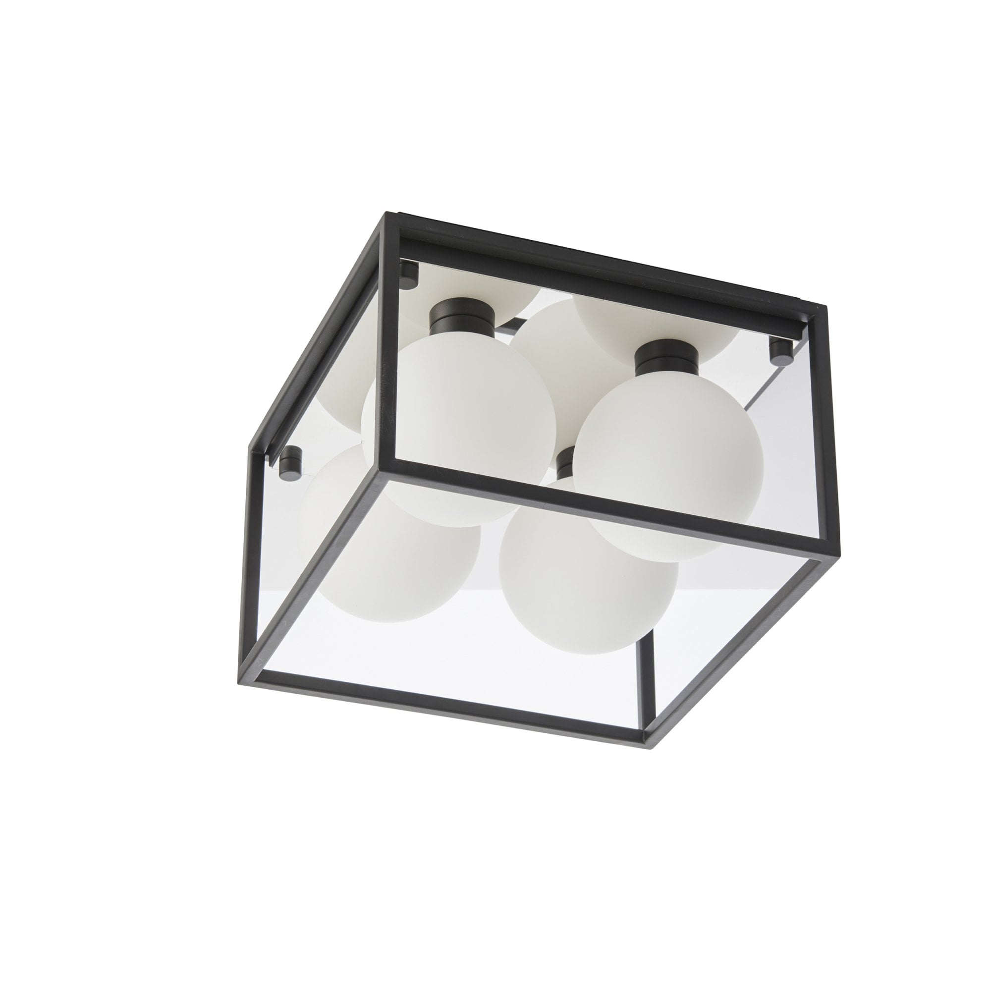 Endon Square Box - Open Framed - Ceiling Light - Black & White Globes