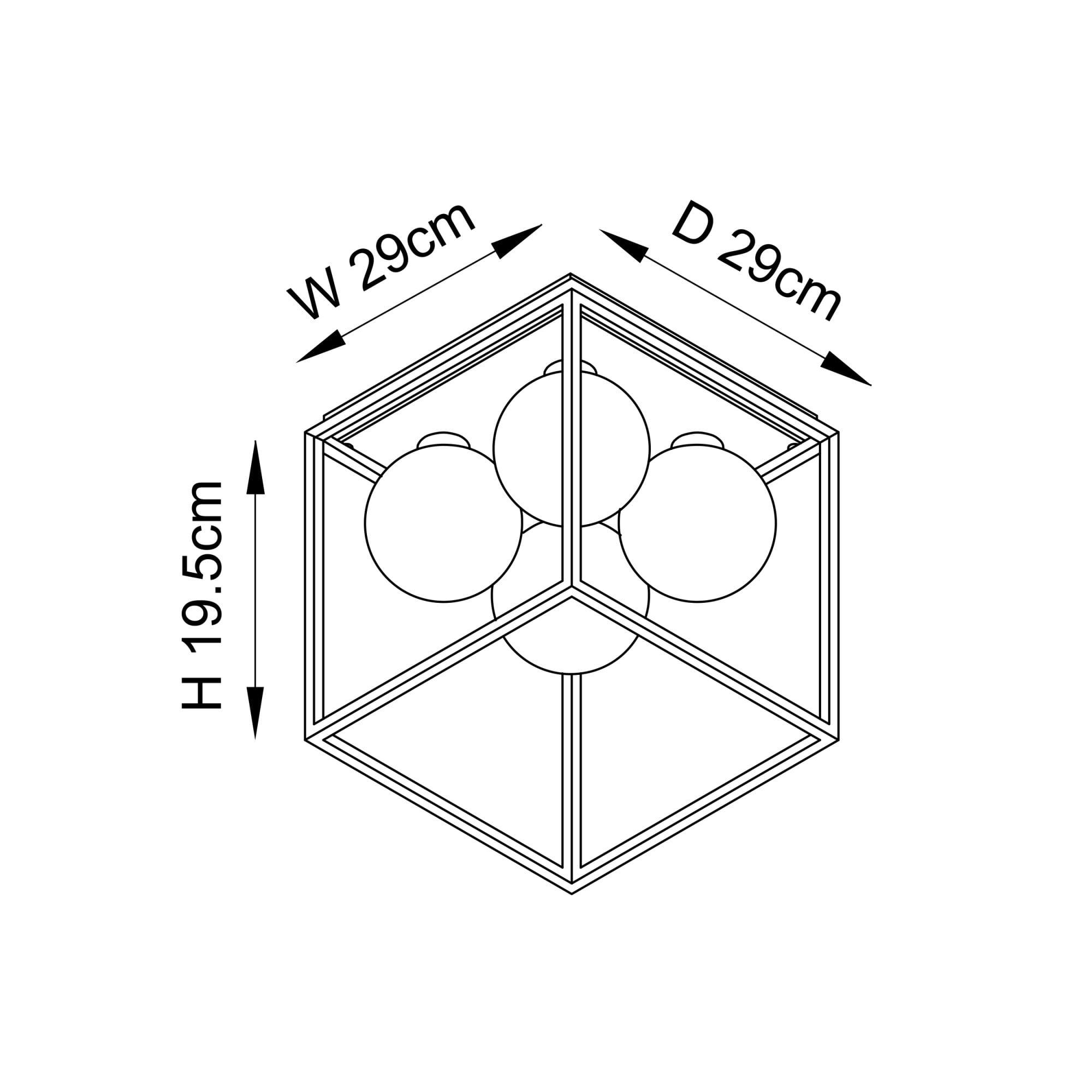 Endon Square Box - Open Framed - Ceiling Light - Black & White Globes