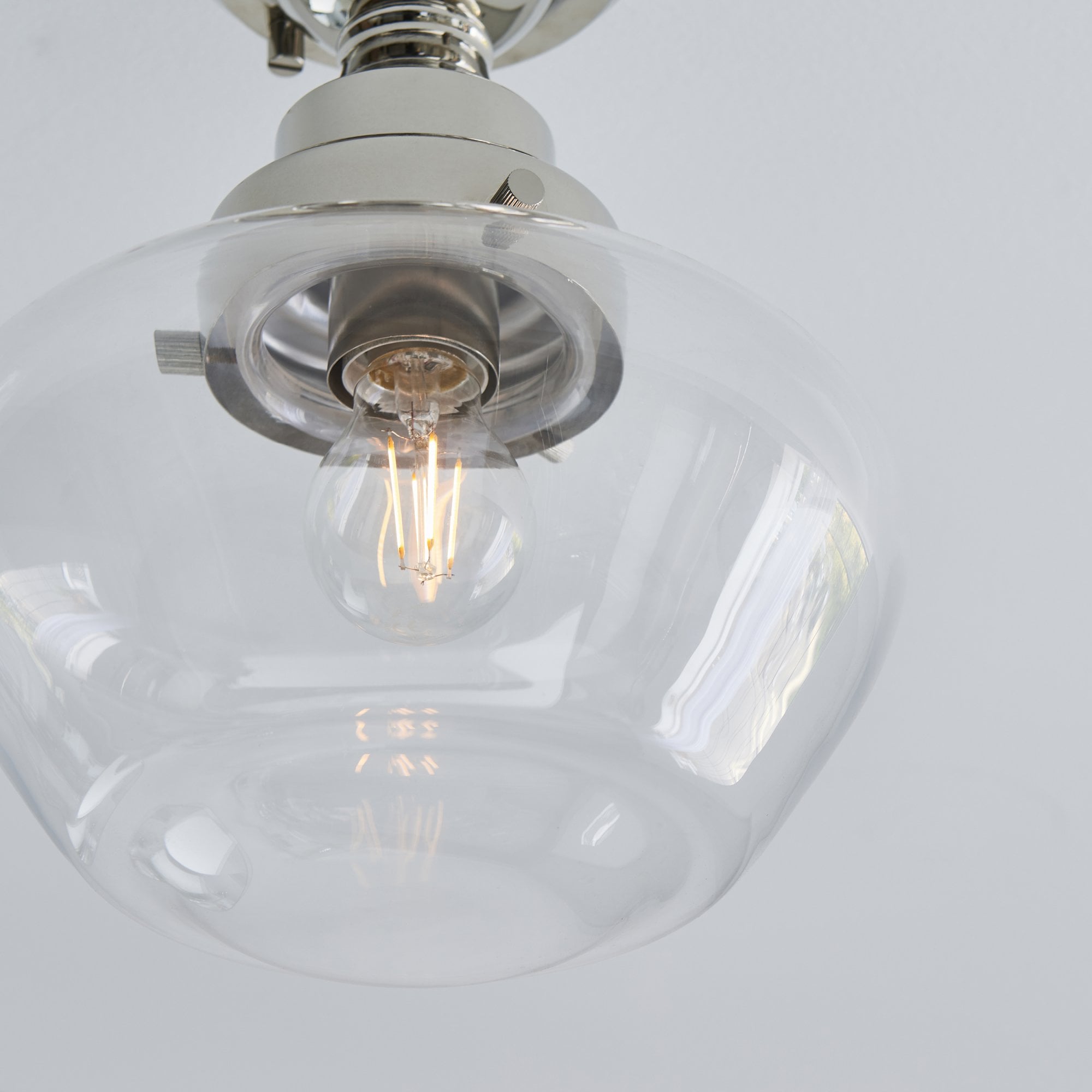 Endon Camberley Semi Flush Ceiling Light - Bright Nickel With Clear Glass