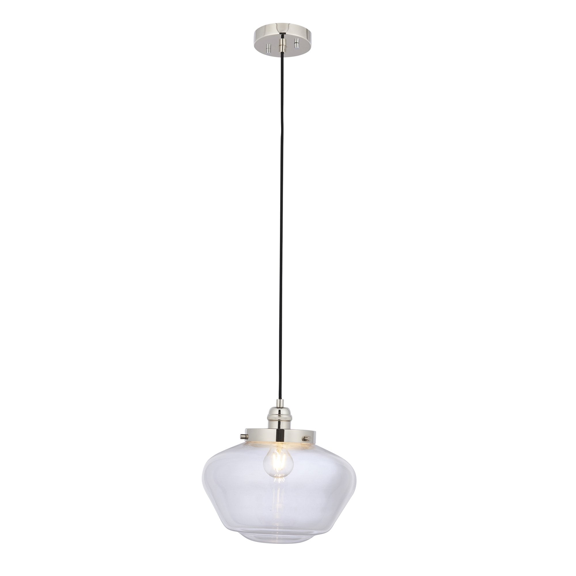 Endon Camberley Pendant Light - Bright Nickel With Clear Glass