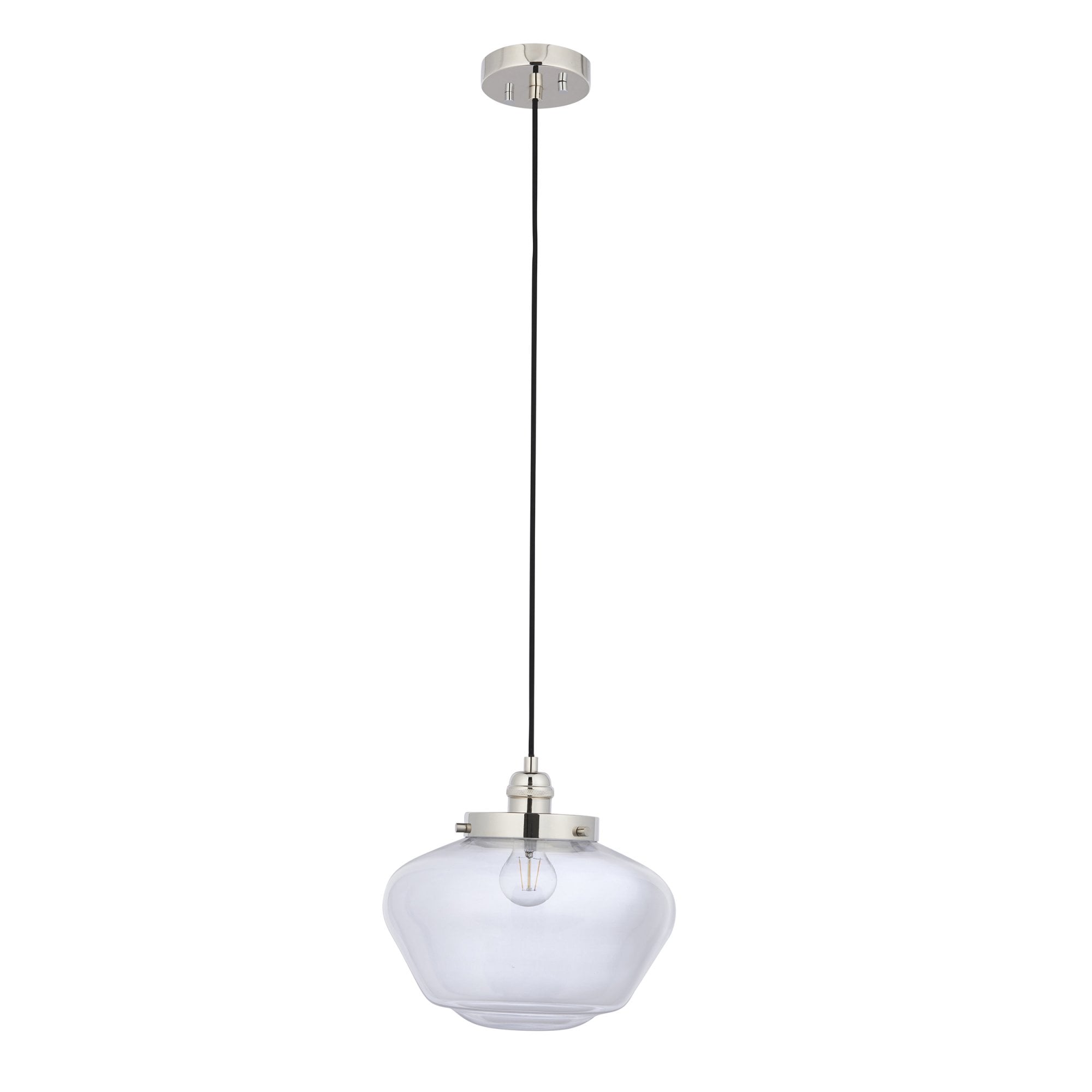Endon Camberley Pendant Light - Bright Nickel With Clear Glass