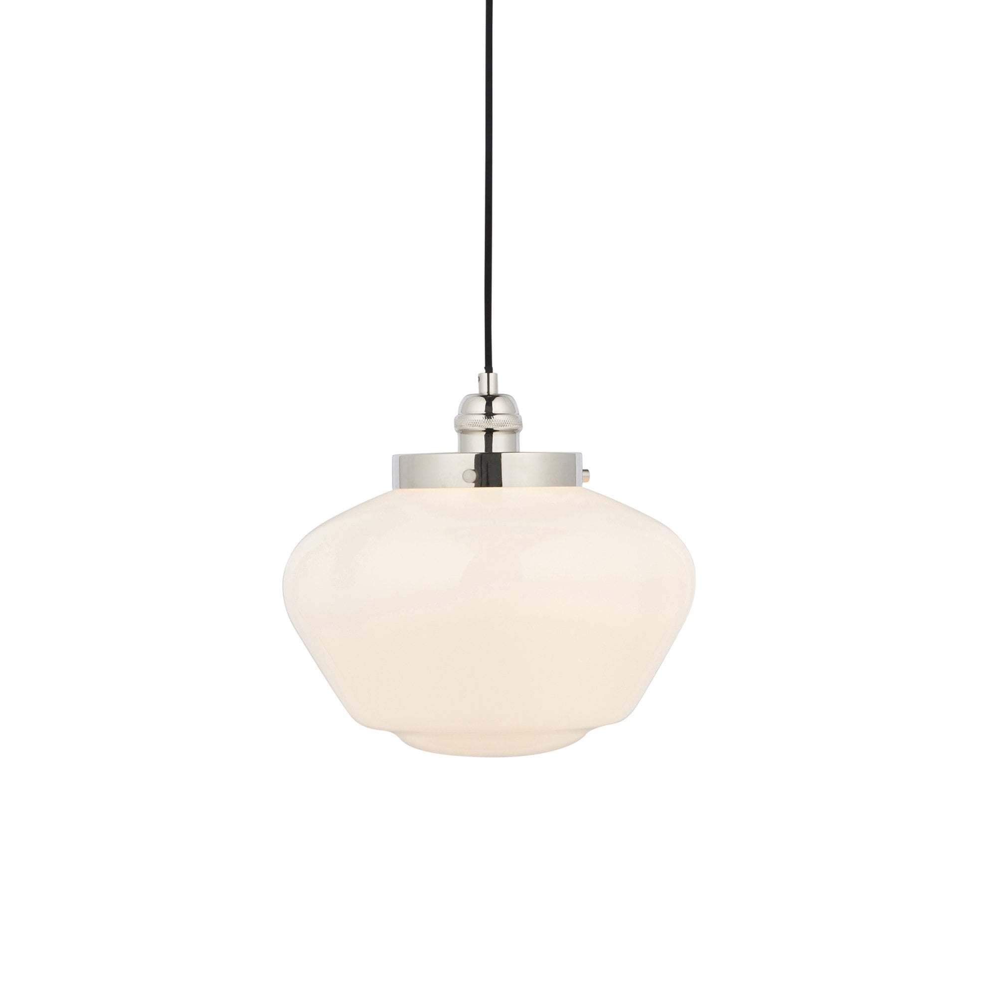 Endon Camberley Pendant Ceiling Light - Bright Nickel With Opal Glass